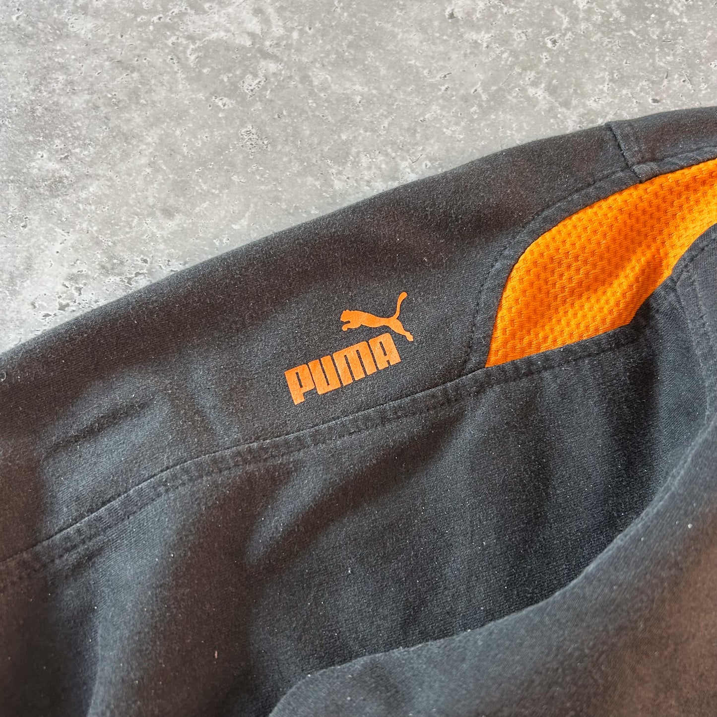 Puma Black Long Sleeve Activewear Top with Orange Accents