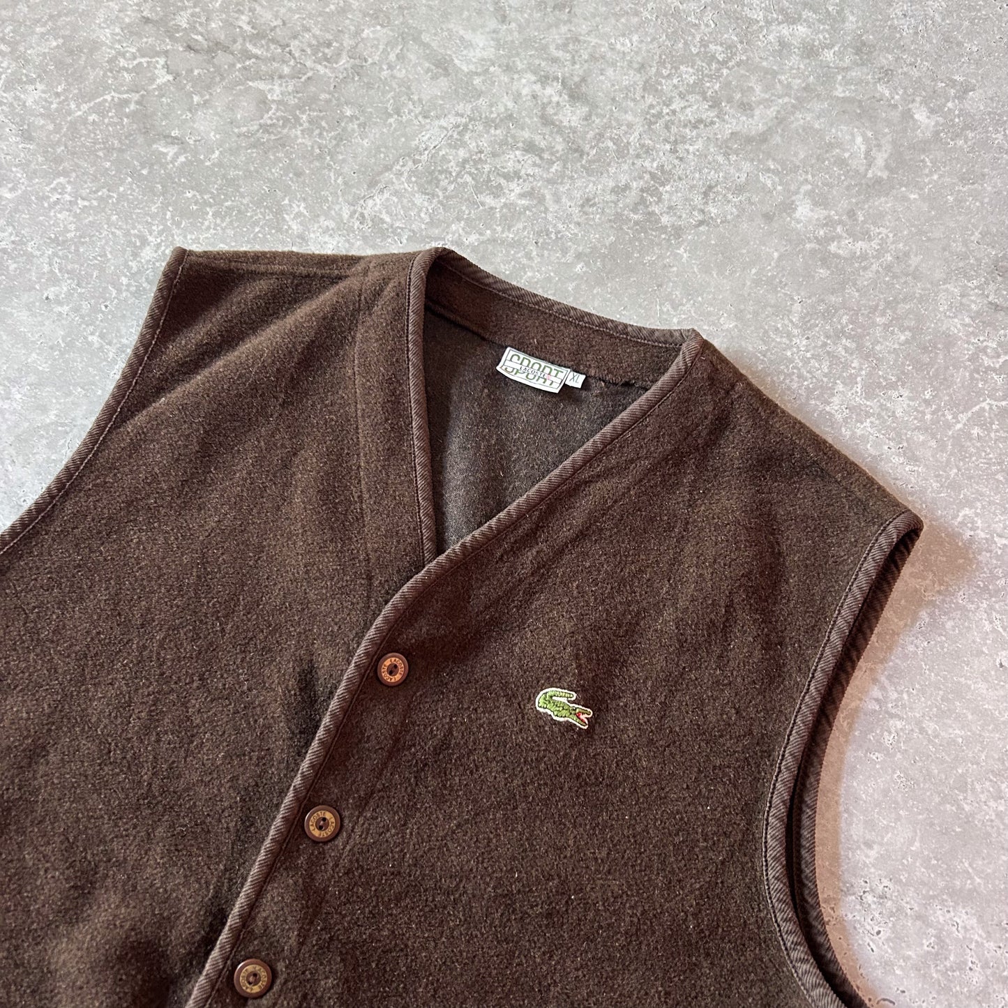 Vintage Lacoste Sport Brown Fleece Vest