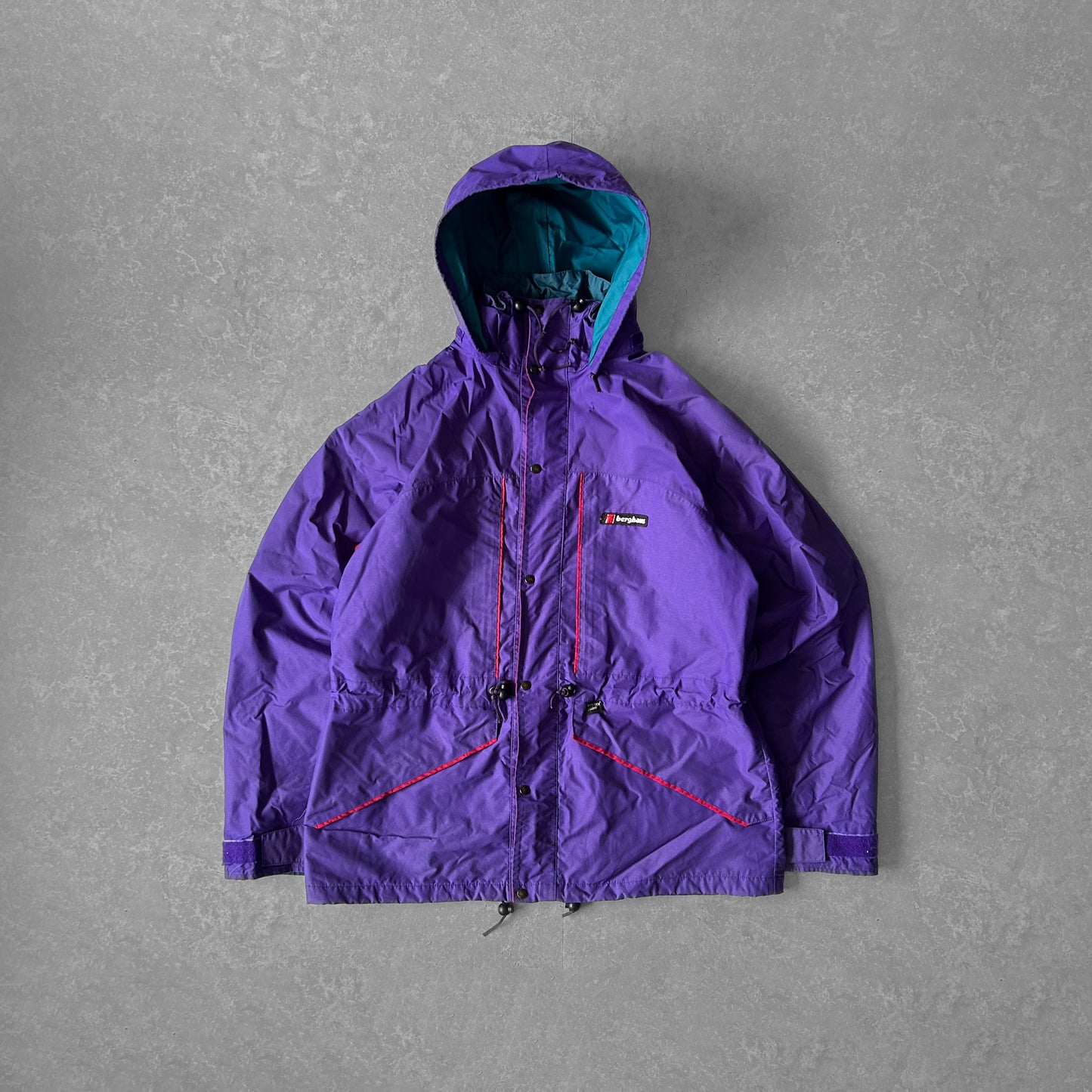 Berghaus Purple Outdoor Shell Jacket with Teal Lining and Red Piping