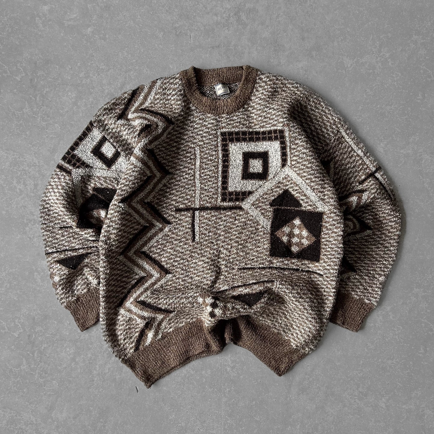Retro Geometric Patterned Knit Sweater