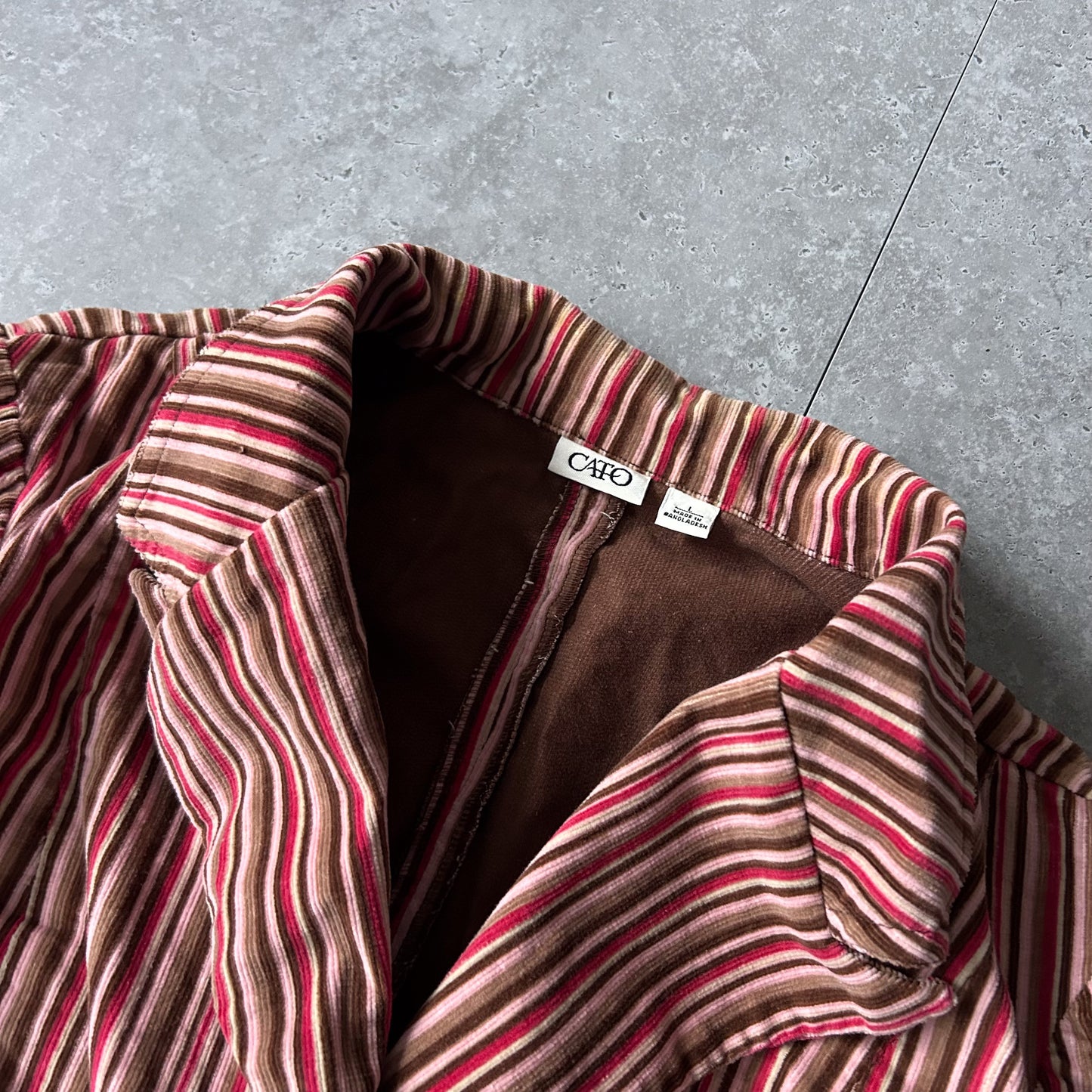 Vintage Cato Striped Cotton Jacket with Front Pockets