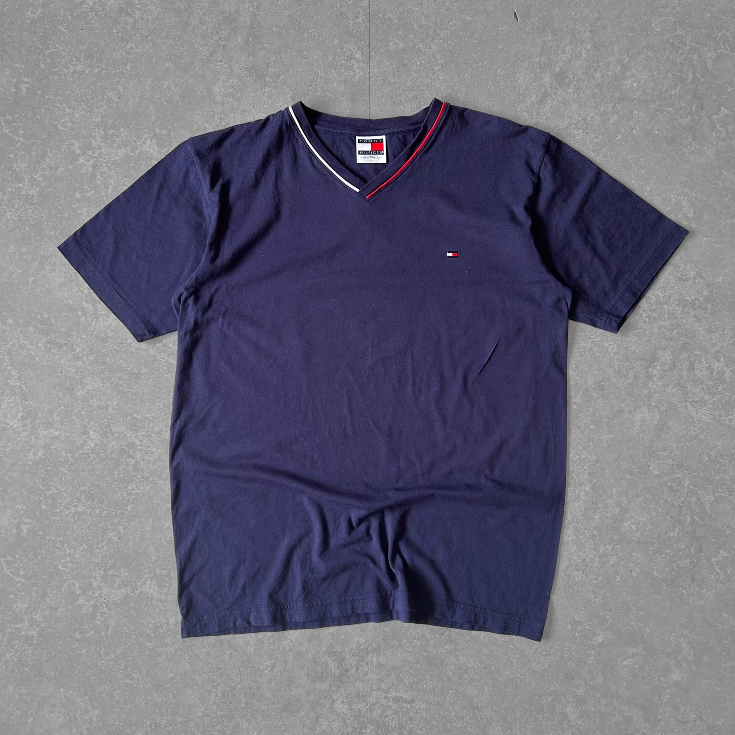 Tommy Hilfiger Navy Contrast V-Neck T-Shirt
