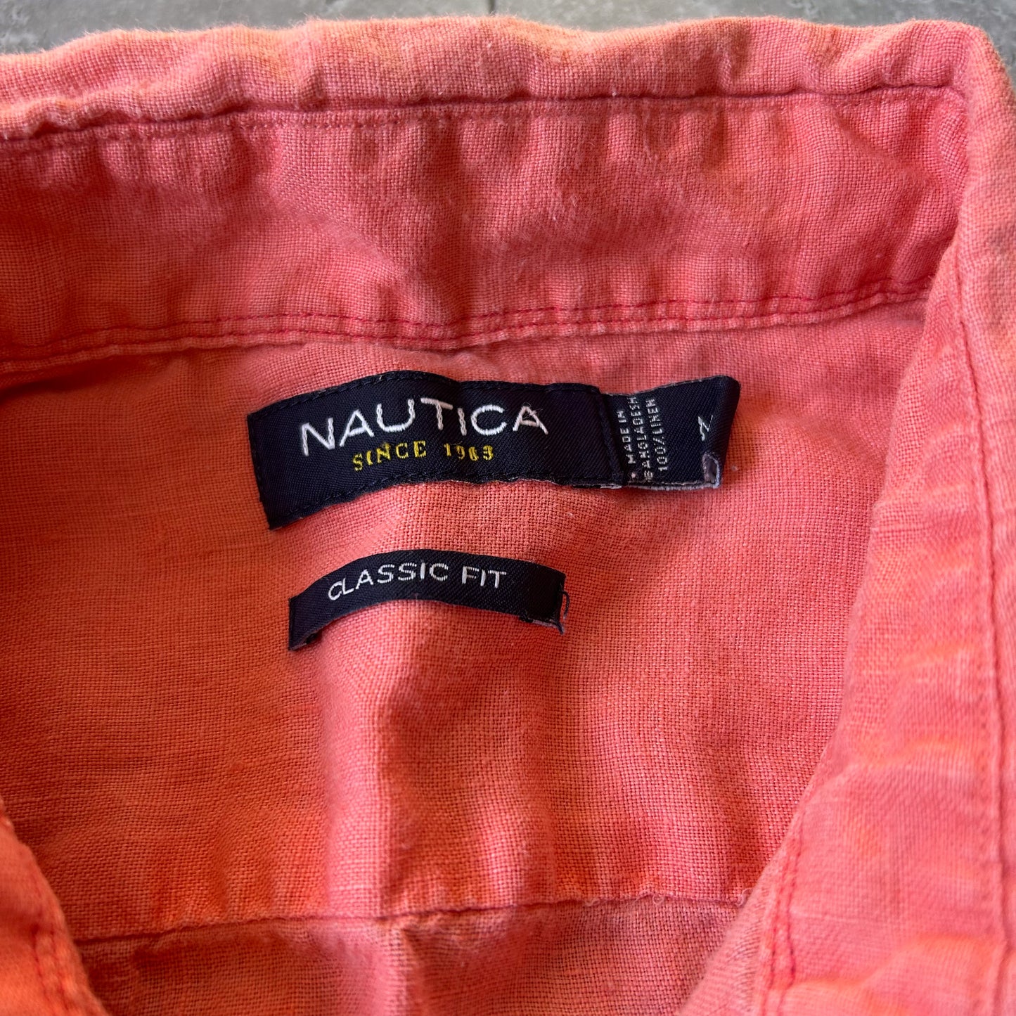 Nautica Classic Fit Linen Shirt in Coral