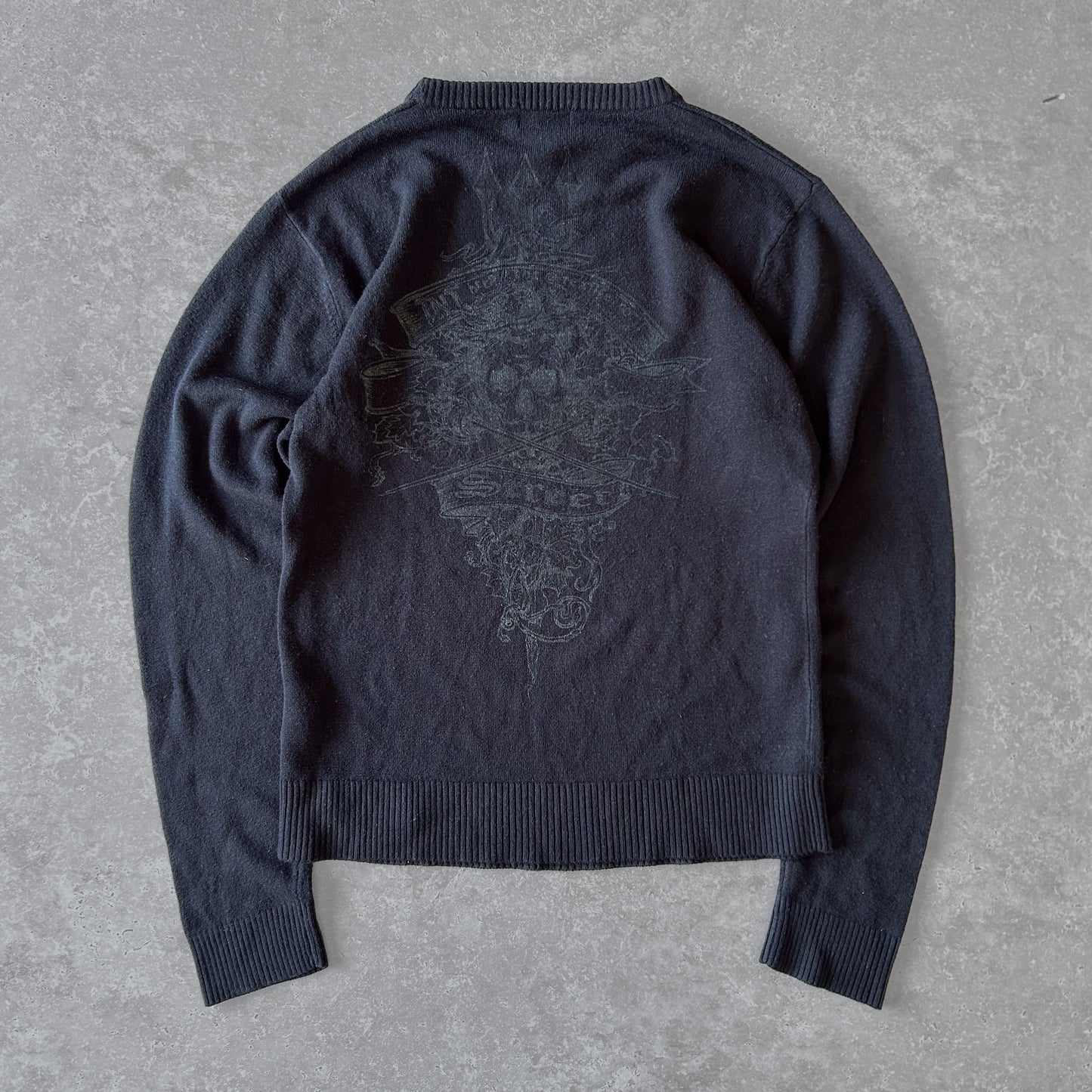 Black Graphic Crew Neck Sweater