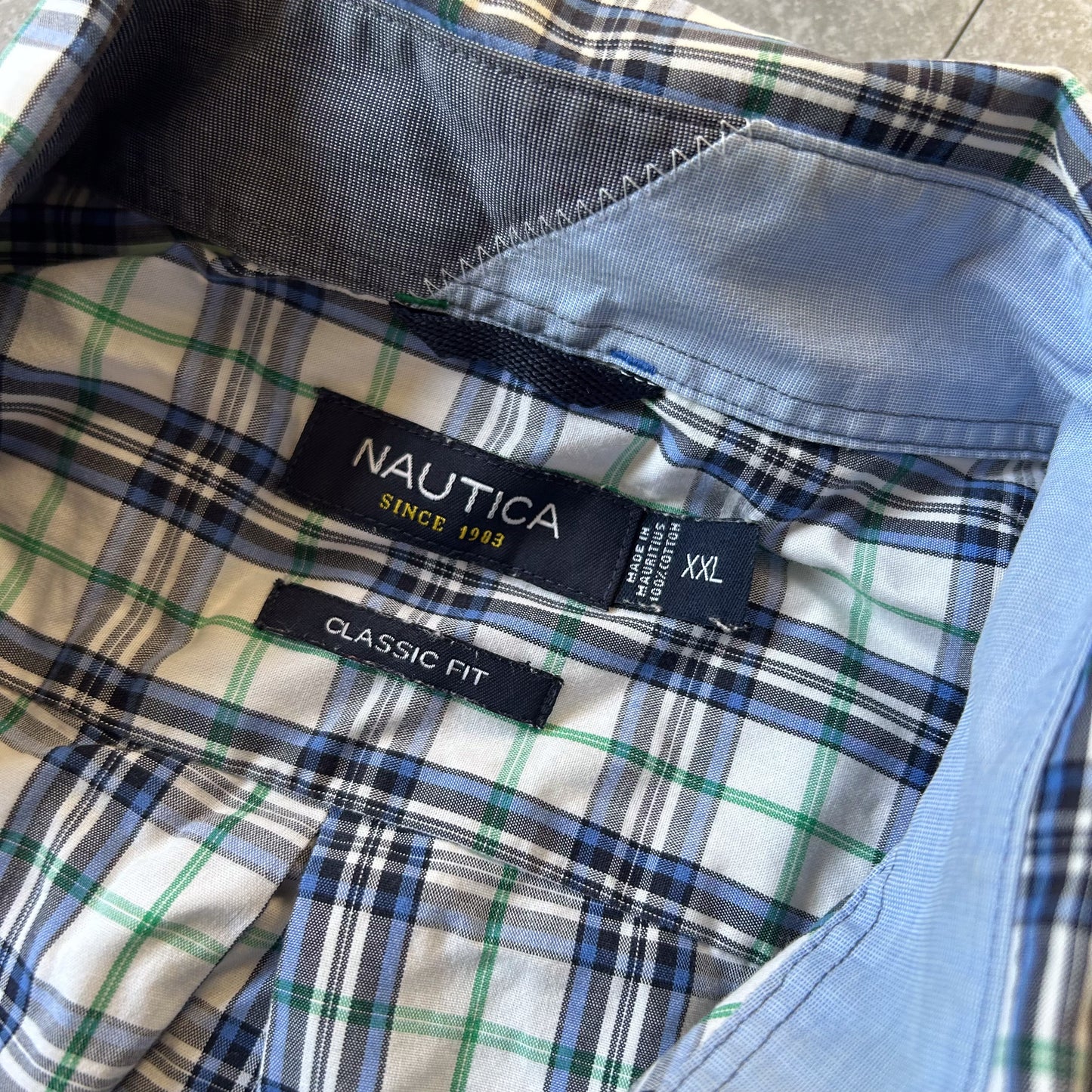 Nautica Short Sleeve Plaid Button-Up Shirt