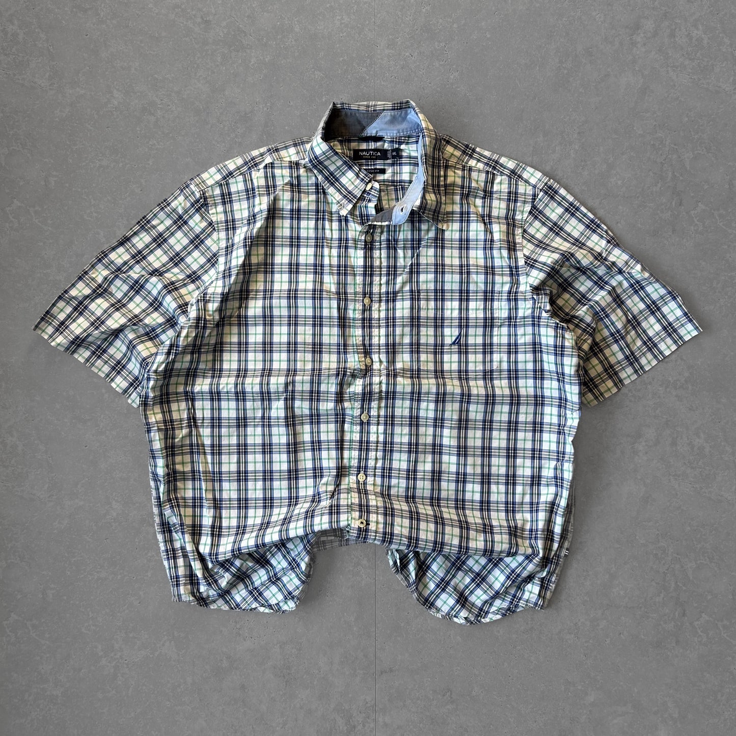 Nautica Short Sleeve Plaid Button-Up Shirt