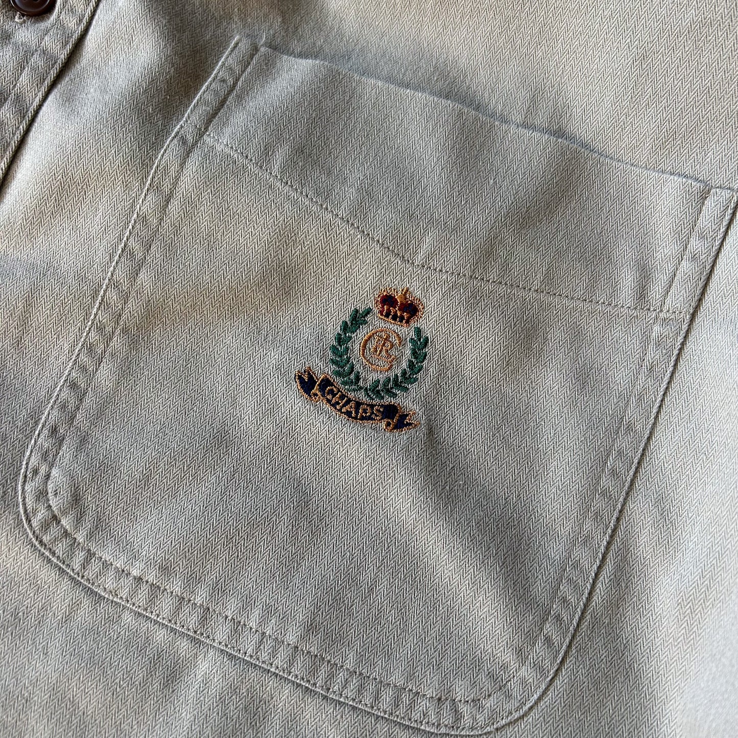 Chaps Ralph Lauren Beige Shirt with Denim Collar