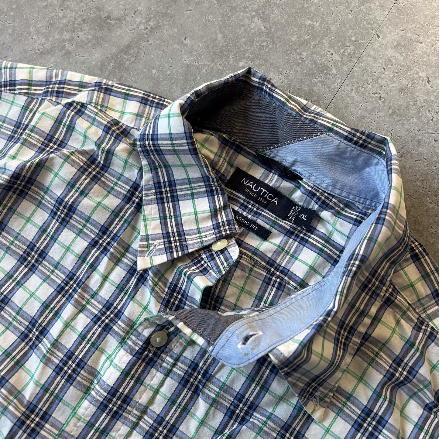 Nautica Short Sleeve Plaid Button-Up Shirt