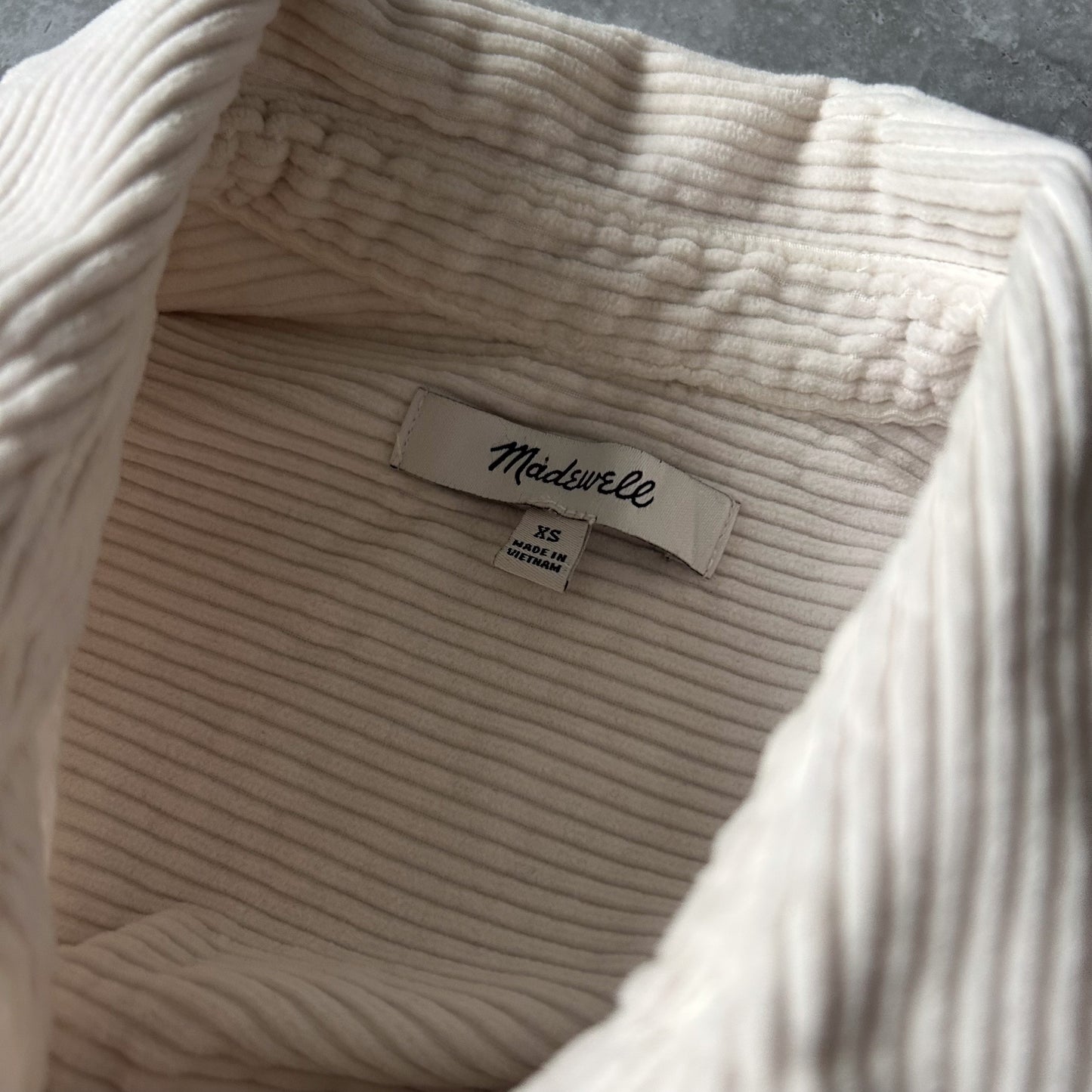 Beige Corduroy Button-Up Shirt with Pockets