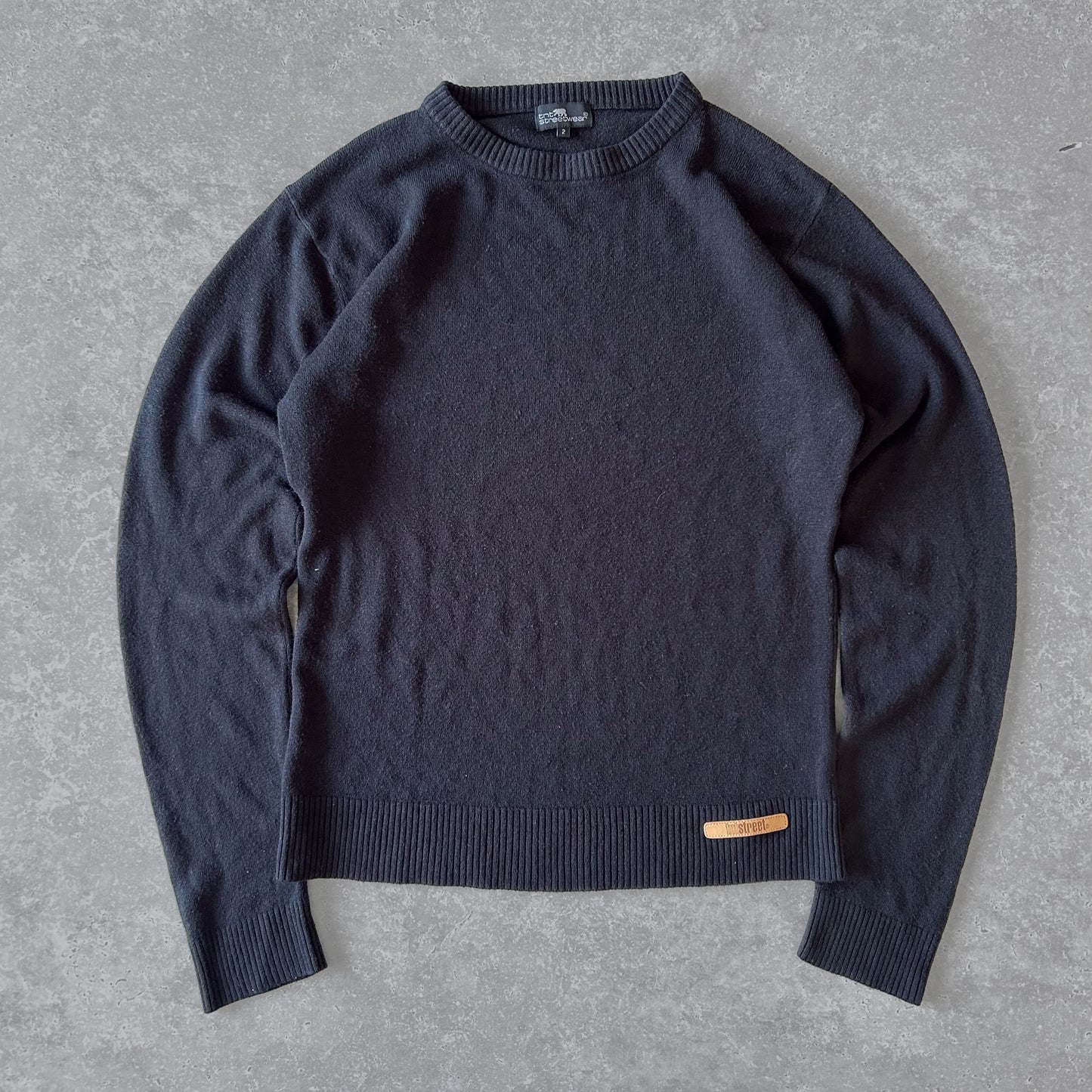 Black Graphic Crew Neck Sweater