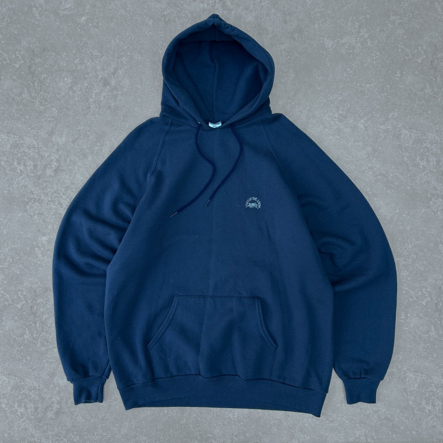1990s | Fruit Of The Loom Navy Blue Hoodie