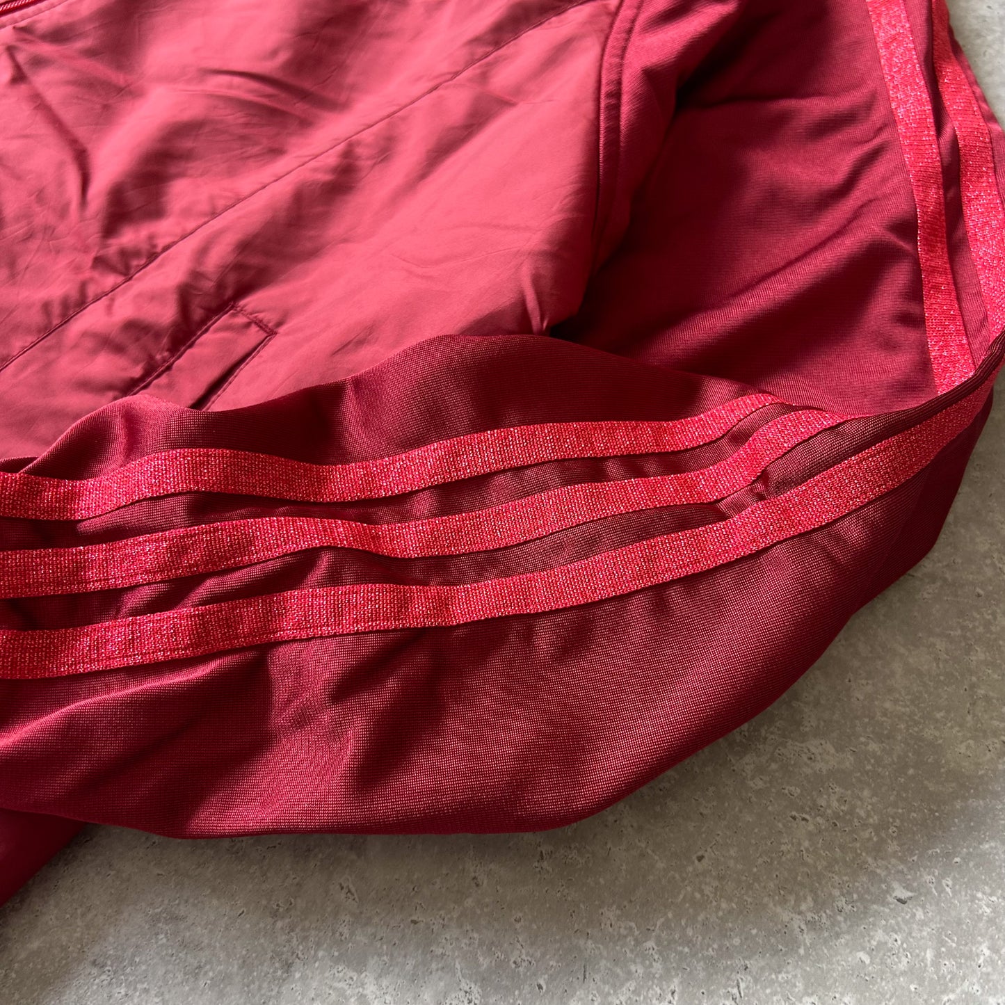Adidas Red Track Jacket with Striped Sleeves