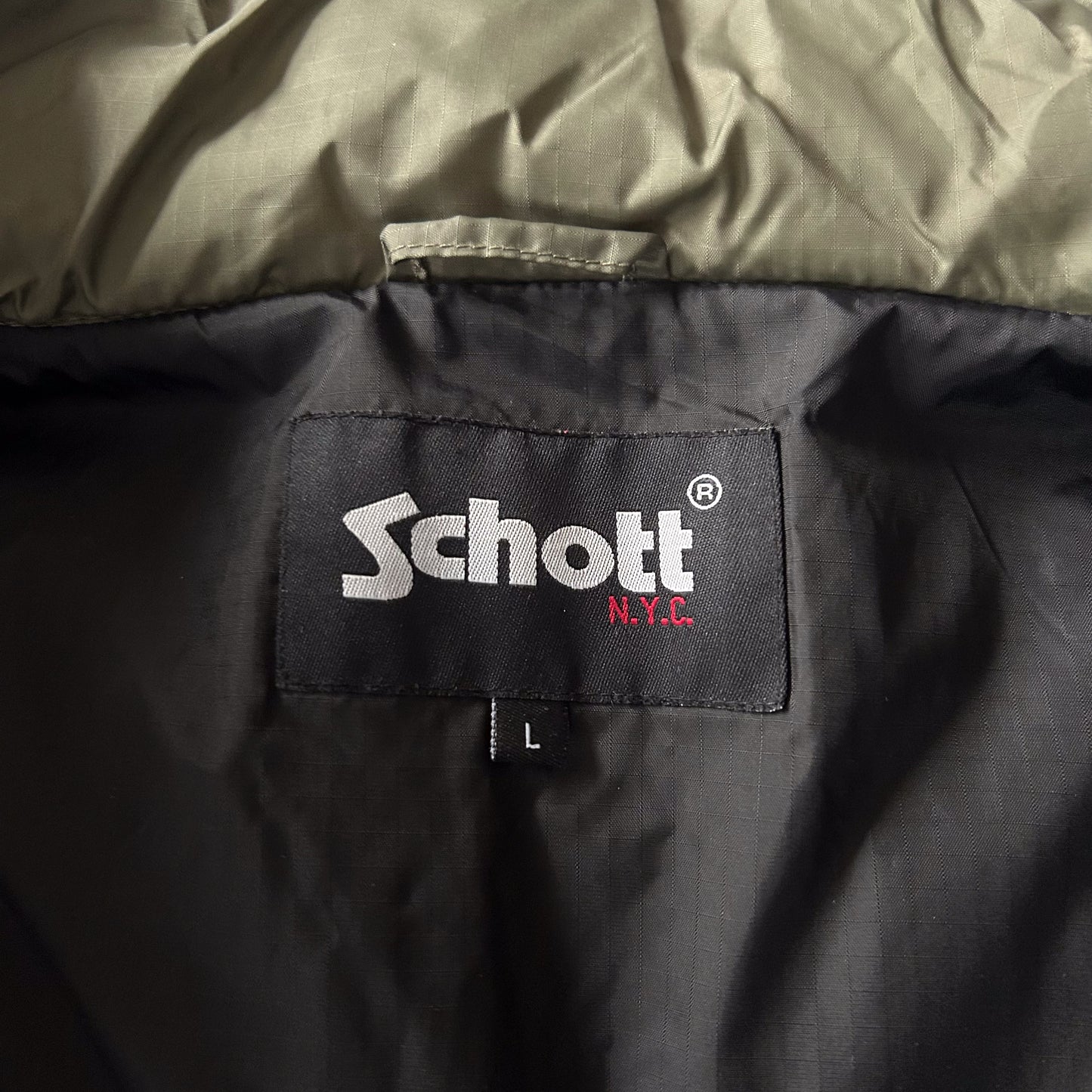 Schott NYC Olive Green Puffer Vest