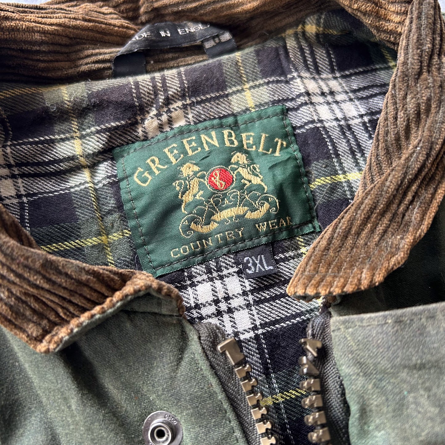 Greenbelt Olive Waxed Cotton Field Jacket with Corduroy Collar