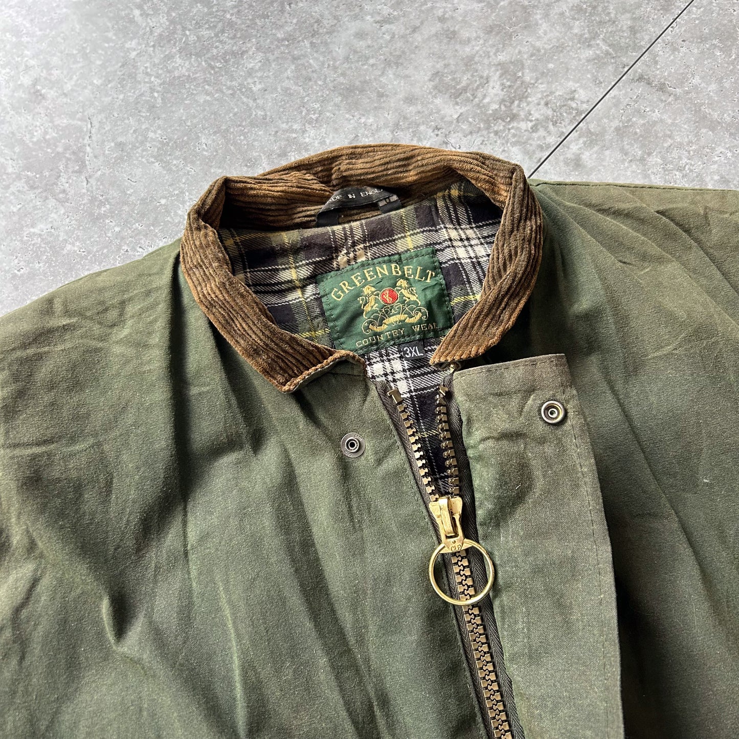 Greenbelt Olive Waxed Cotton Field Jacket with Corduroy Collar