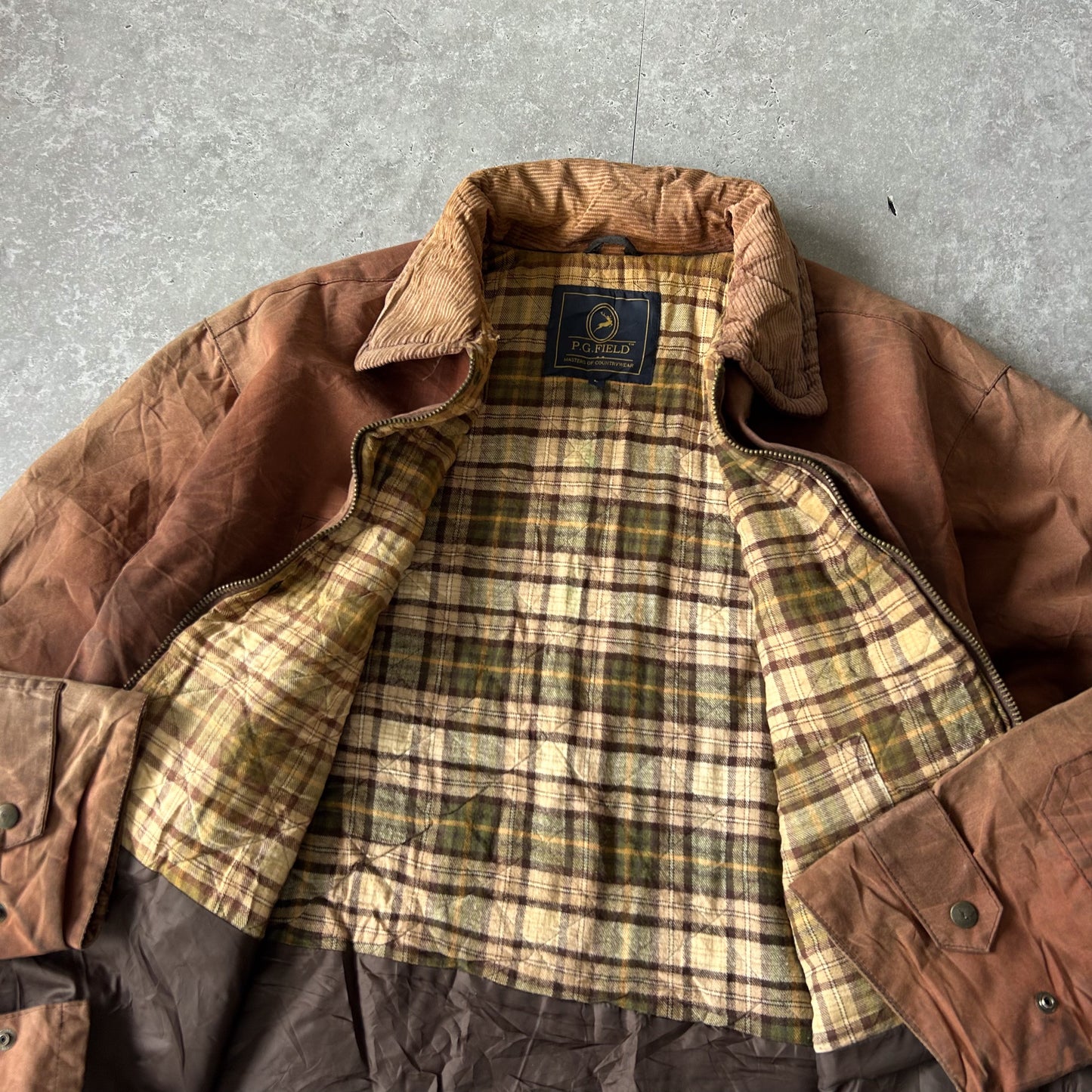 P.G.FIELD Rust Waxed Cotton Field Jacket with Corduroy Collar