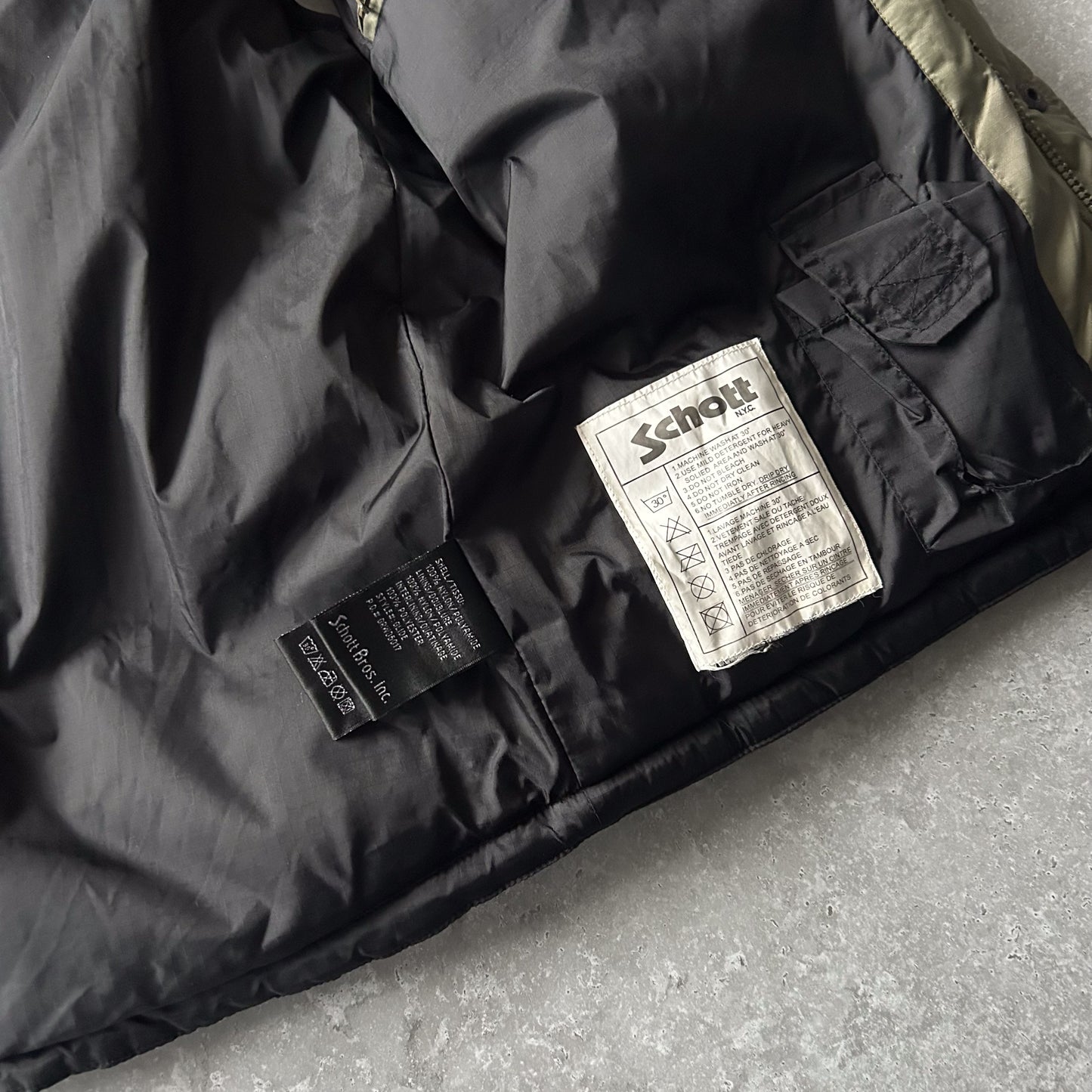 Schott NYC Olive Green Puffer Vest