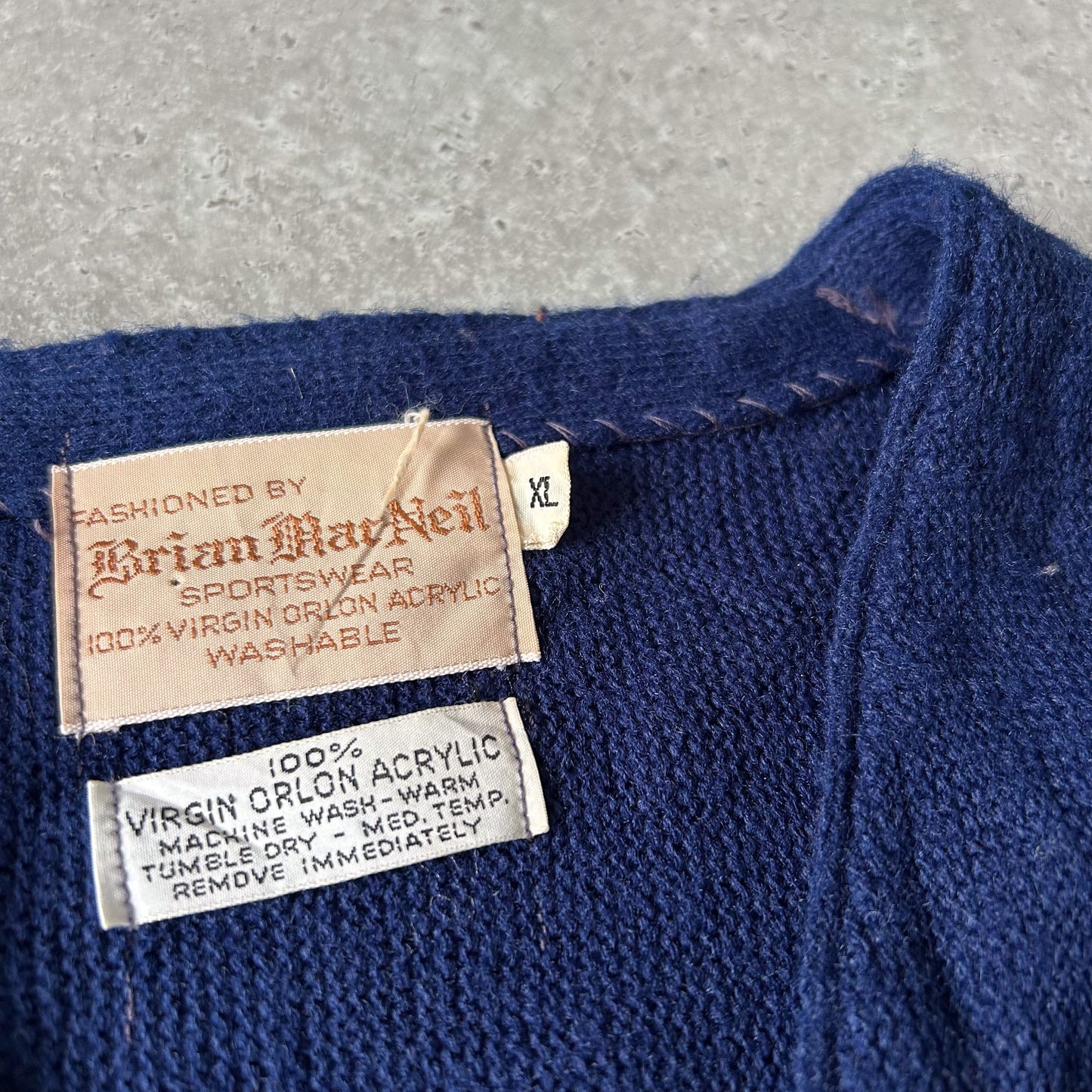 Vintage Briar MacNeil Navy Orlon Acrylic Button Cardigan Sweater