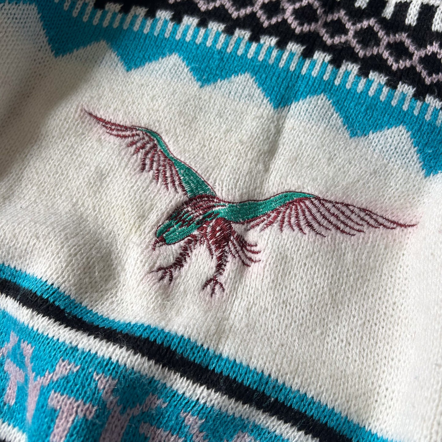 Vintage Inspired Knitted Sweater with Embroidered Eagle