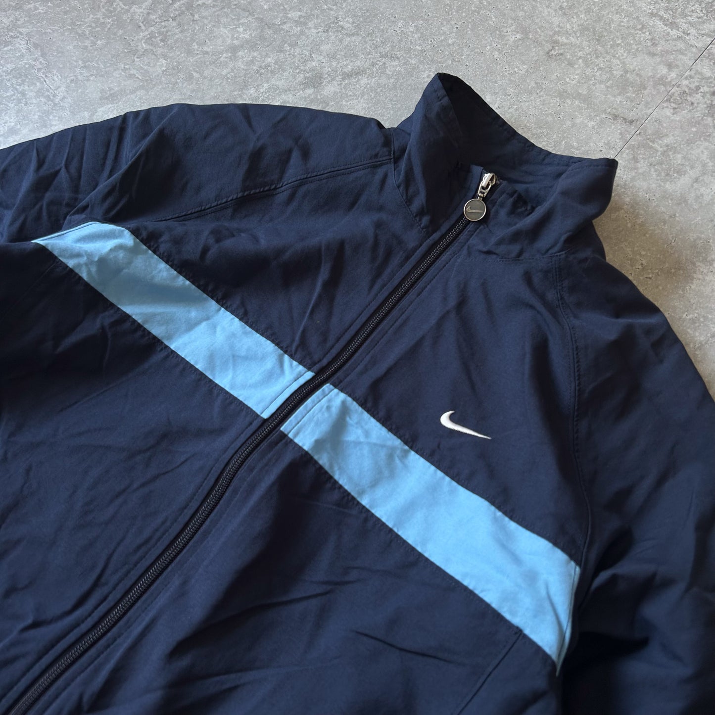 Nike Navy Blue Track Jacket with Sky Blue Stripe