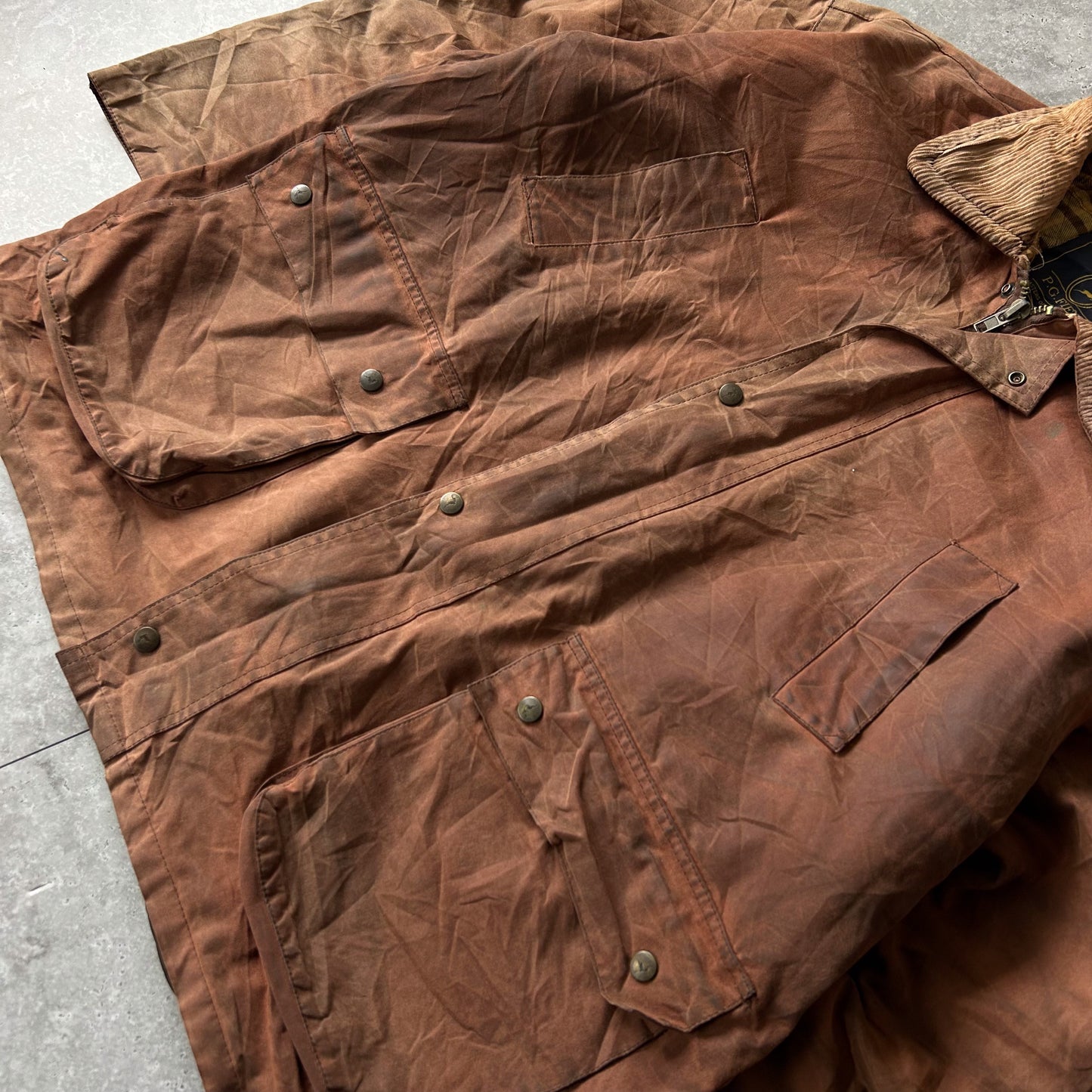 P.G.FIELD Rust Waxed Cotton Field Jacket with Corduroy Collar