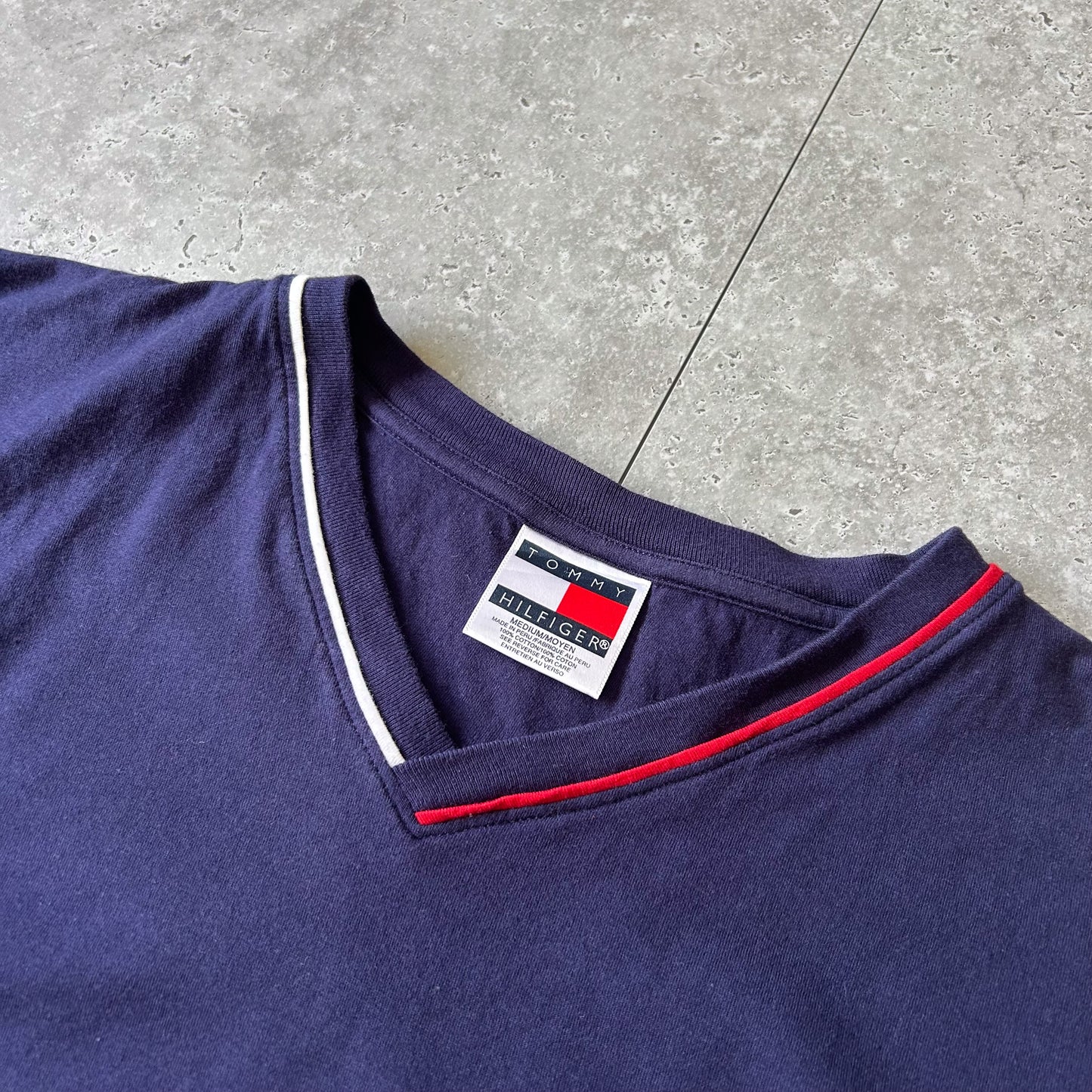 Tommy Hilfiger Navy Contrast V-Neck T-Shirt