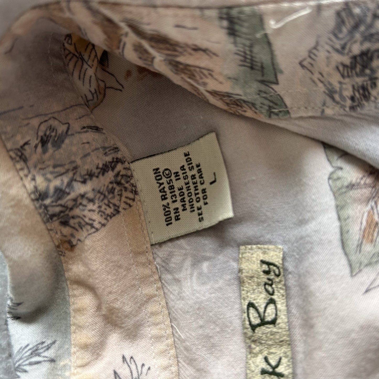 Vintage Batik Bay Tropical Print Button-Up Shirt