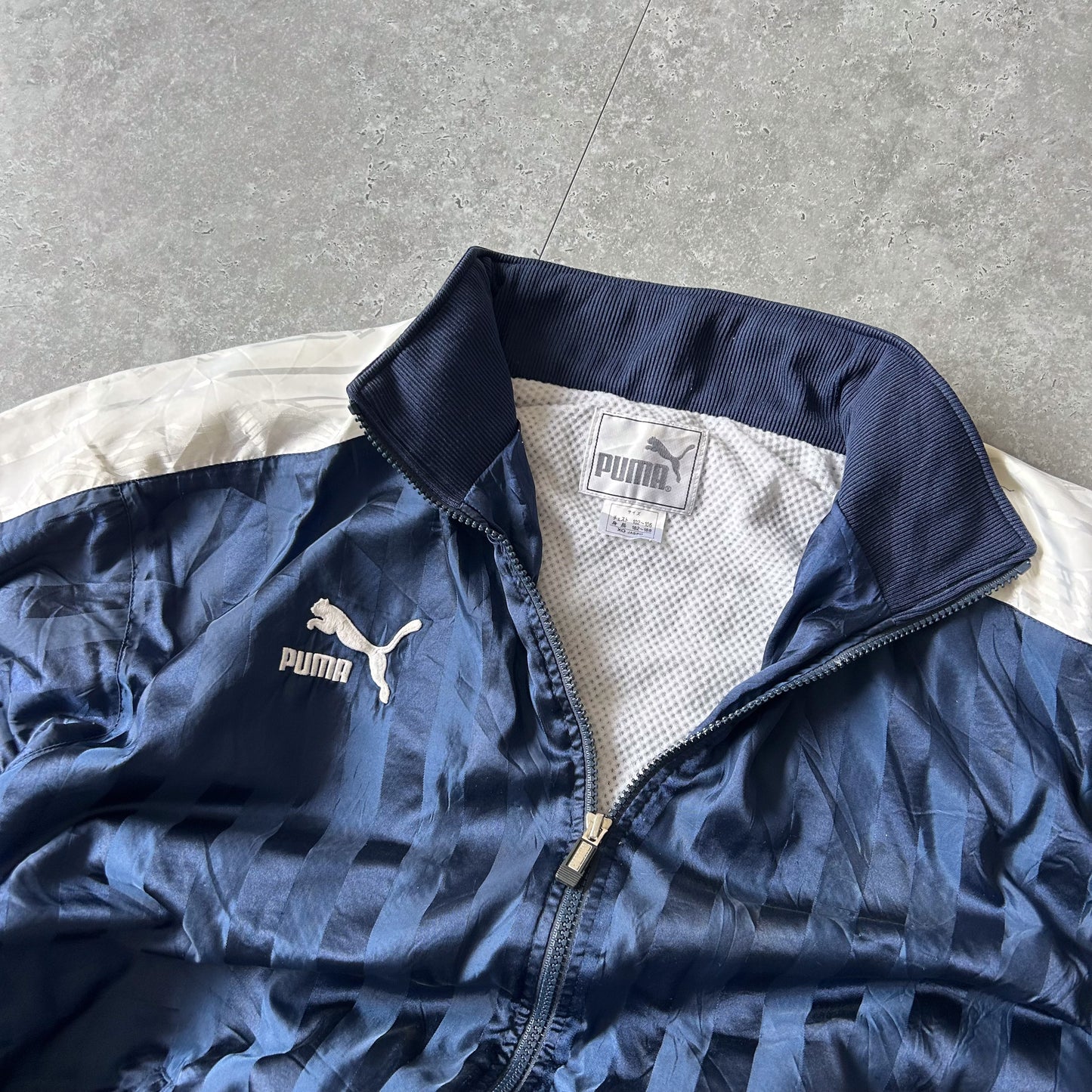 Puma Retro Track Jacket in Navy & White
