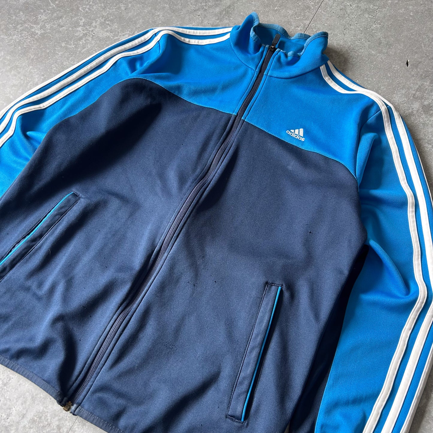 Adidas Blue and Navy Zip-Up Track Jacket