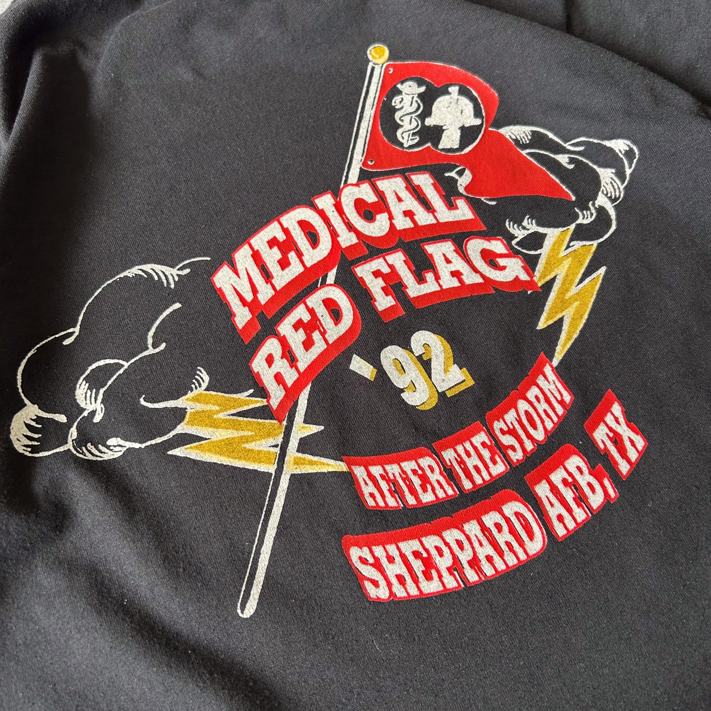 Vintage Men's Single Stitch Jerzees AFRES CMRT Medical Red Flag '92 Sheppard AFB, TX Tee