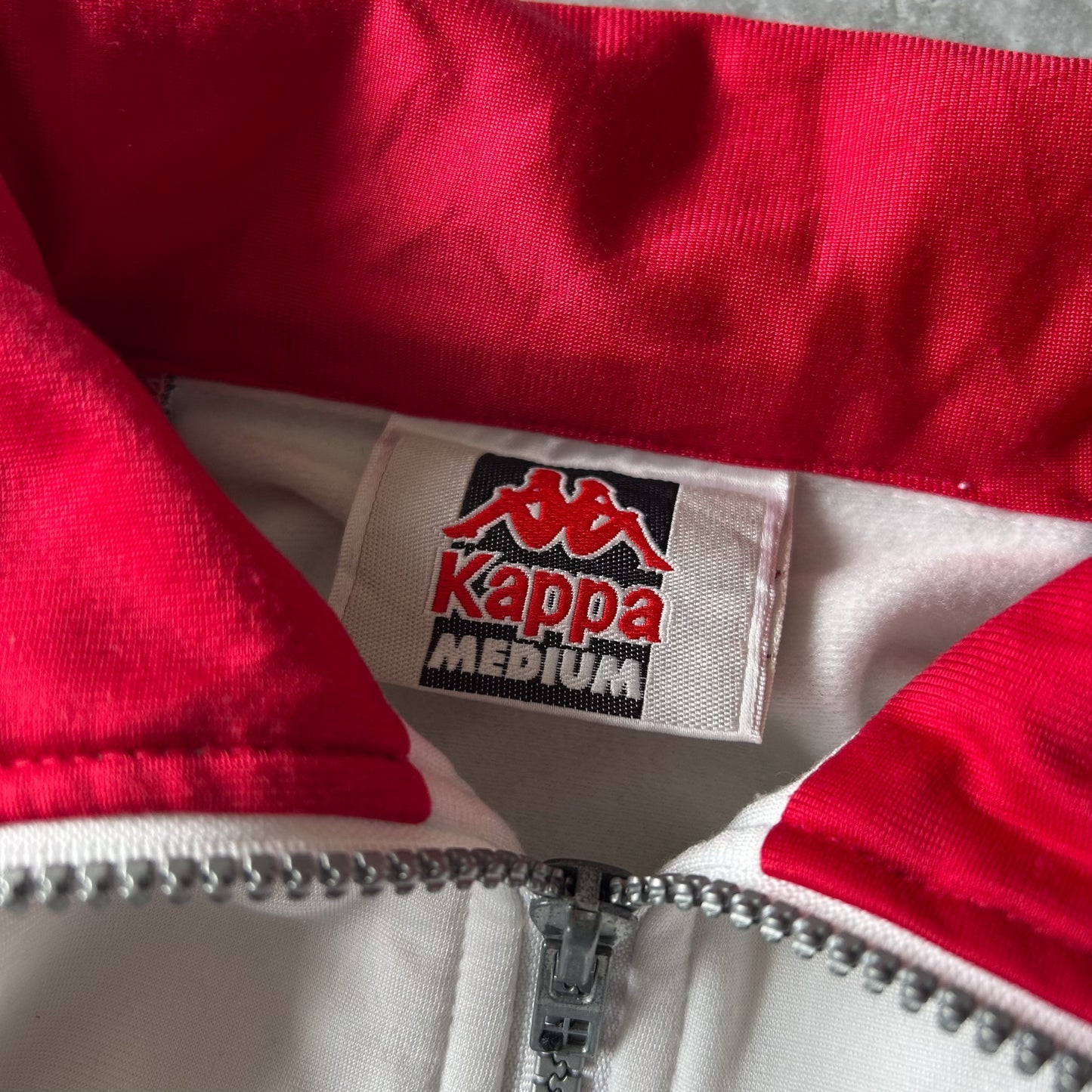 Vintage Kappa Half Zip Track Jacket White Navy Red - Medium