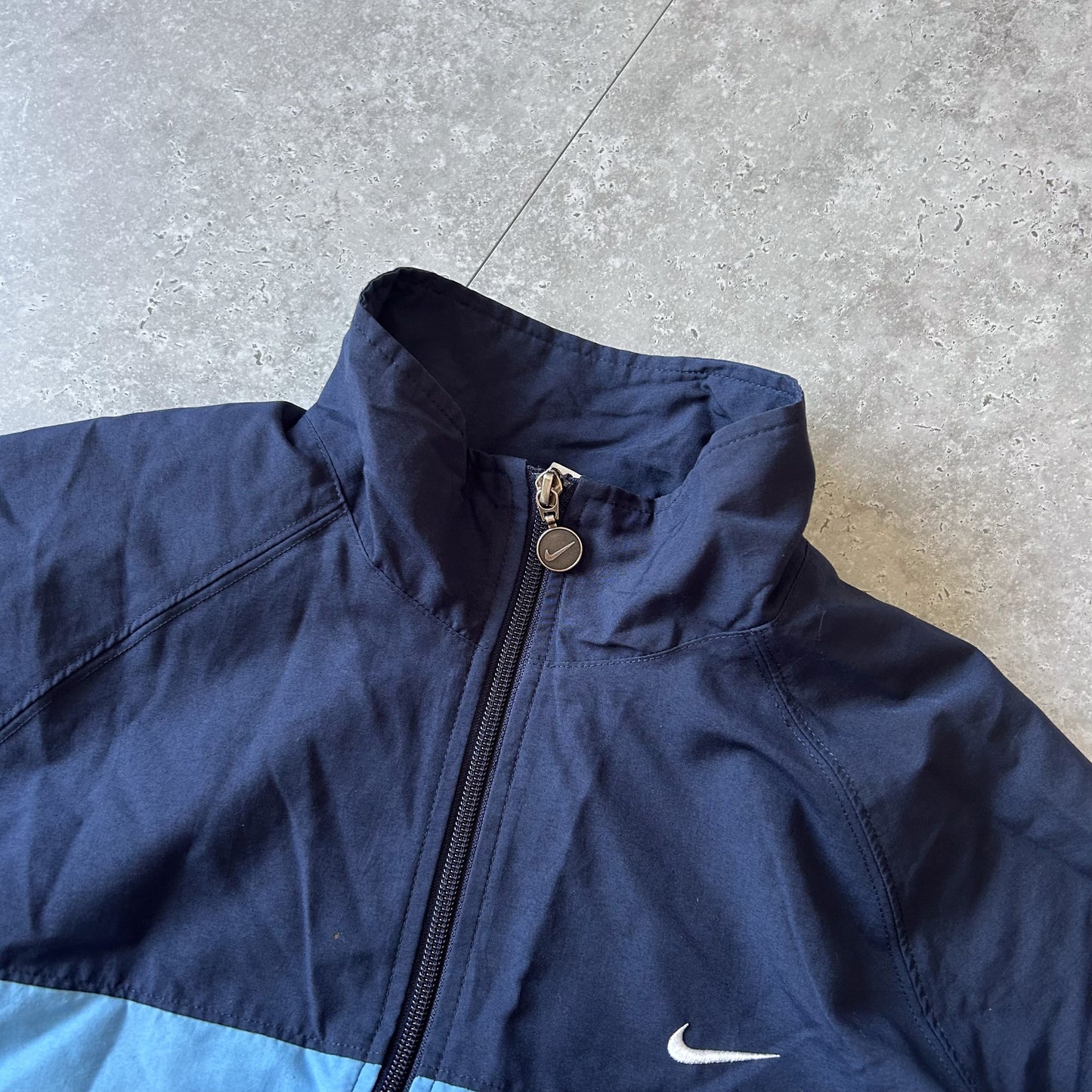 Nike Navy Blue Track Jacket with Sky Blue Stripe