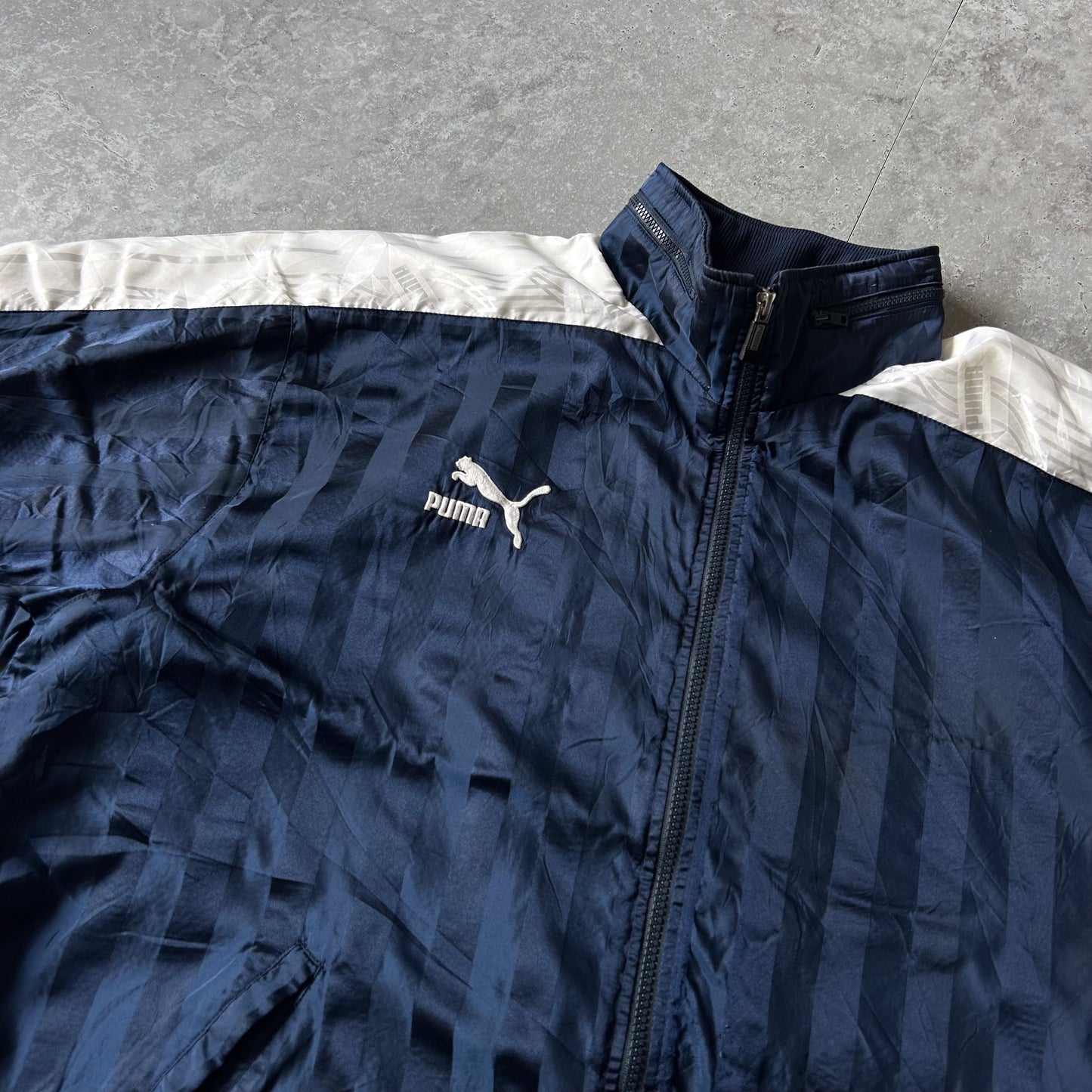 Puma Retro Track Jacket in Navy & White
