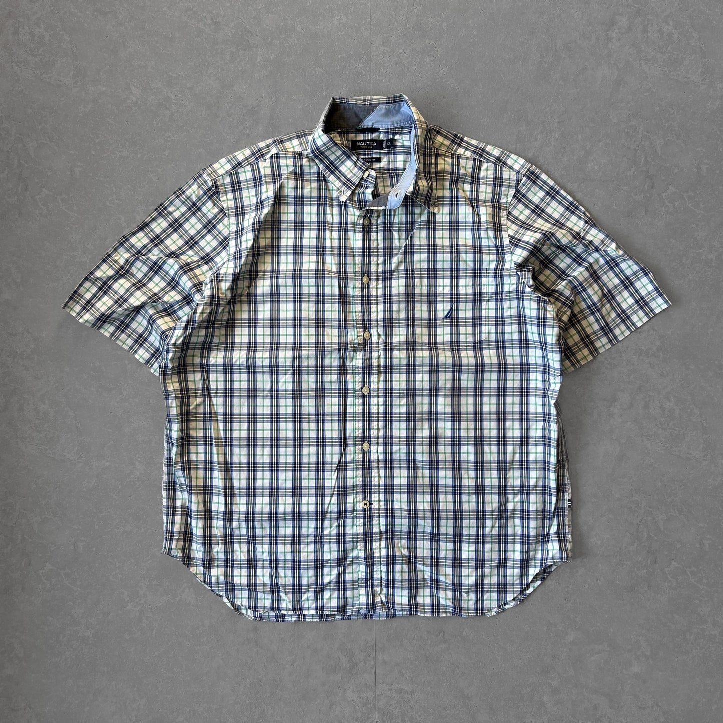 Nautica Short Sleeve Plaid Button-Up Shirt