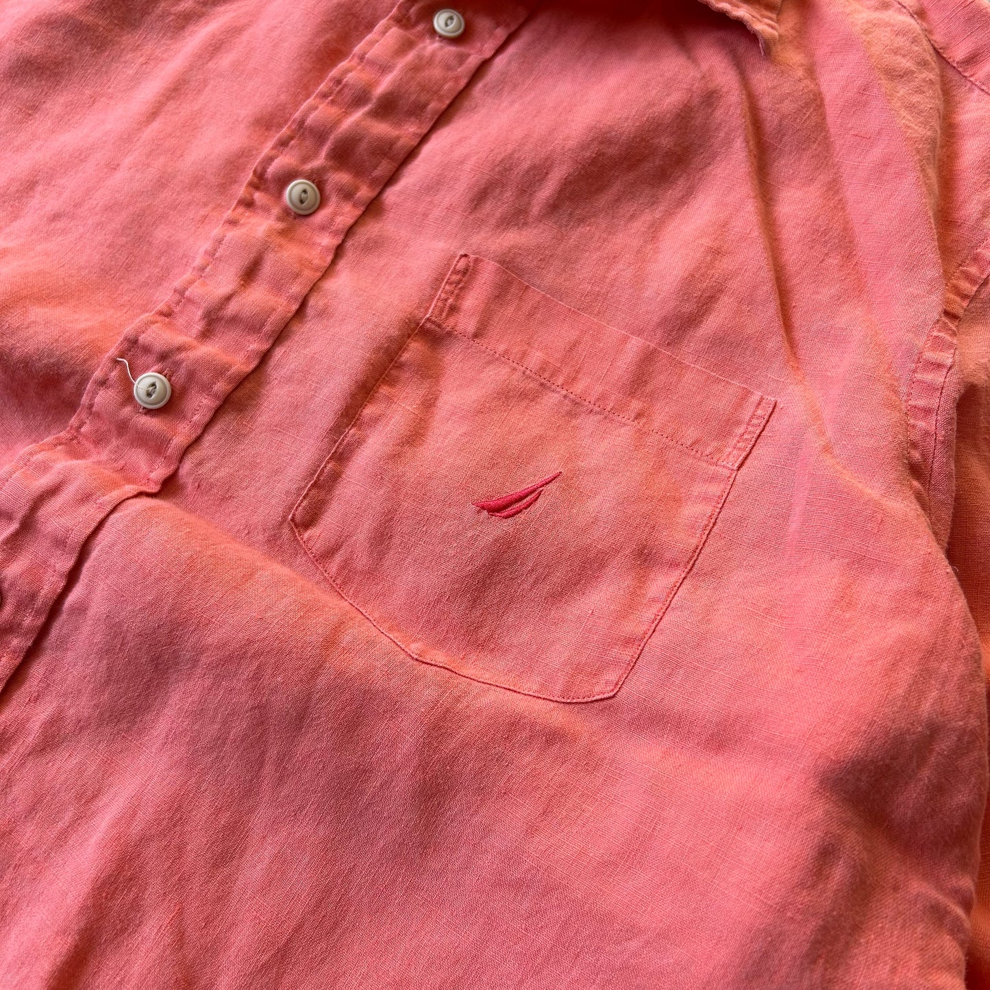 Nautica Classic Fit Linen Shirt in Coral