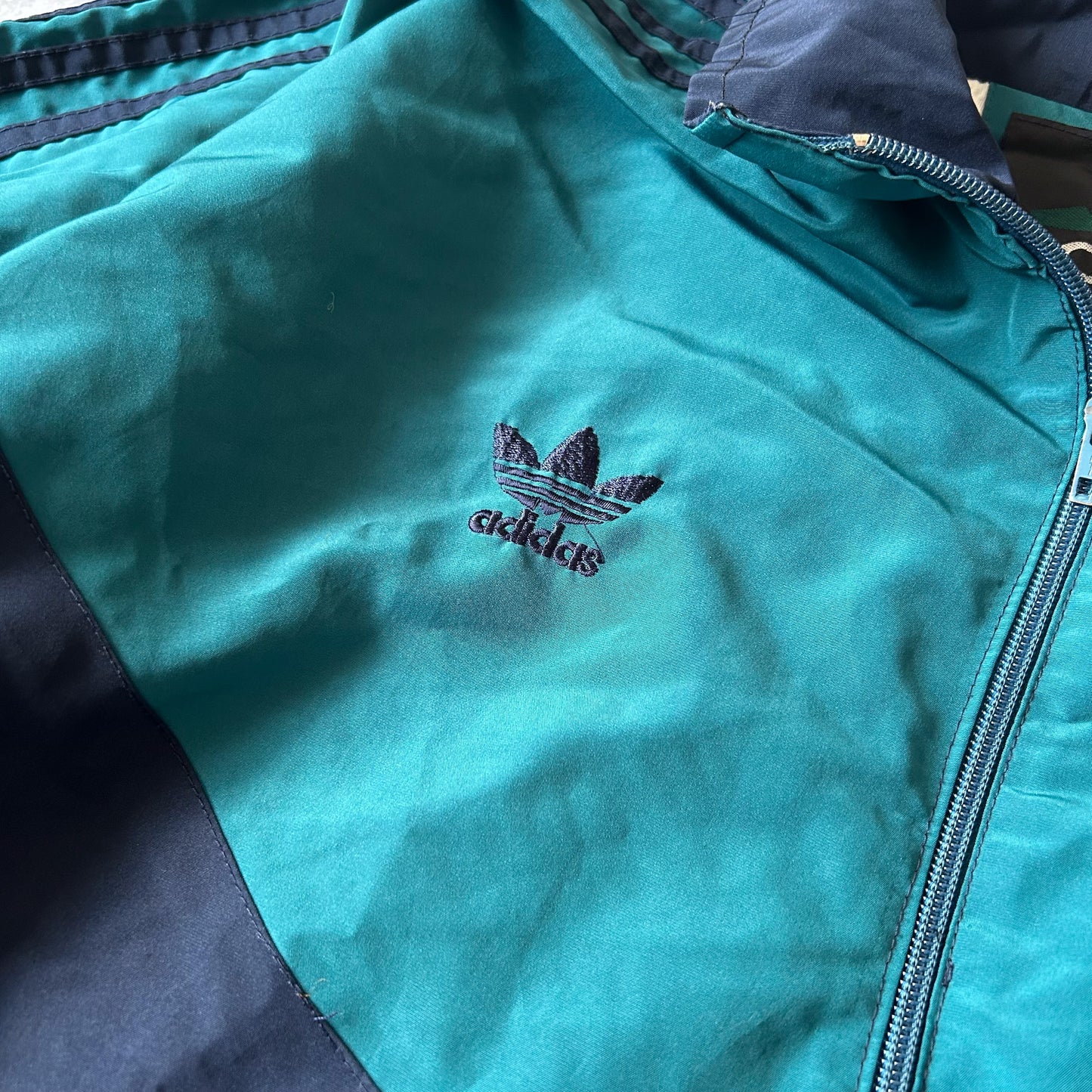 Adidas Retro Track Jacket in Teal and Navy