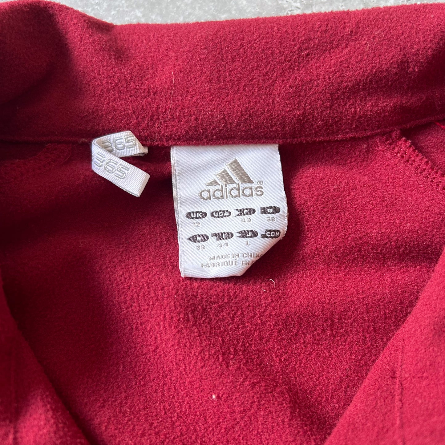 Adidas Red Track Jacket with Striped Sleeves