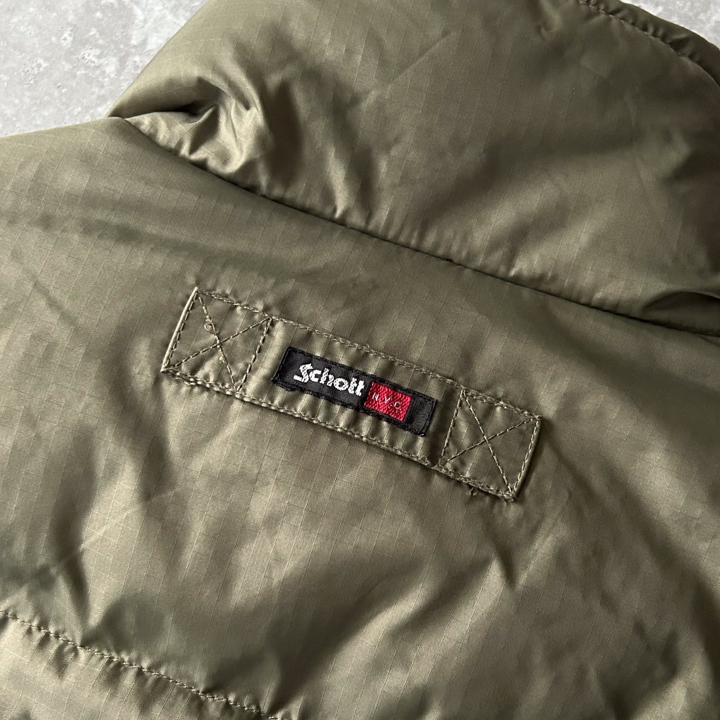 Schott NYC Olive Green Puffer Vest