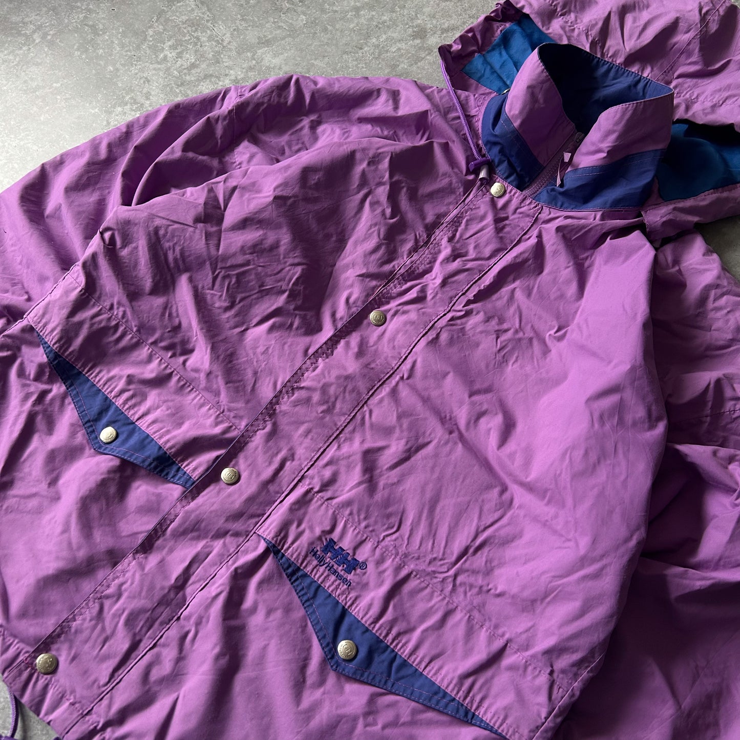 Helly Hansen Color-Block Purple & Blue Windbreaker Jacket (90s Mens)