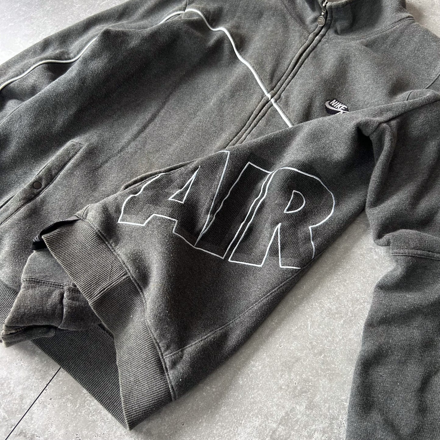 Nike Air Zip-Up Track Jacket – Grey with White Piping