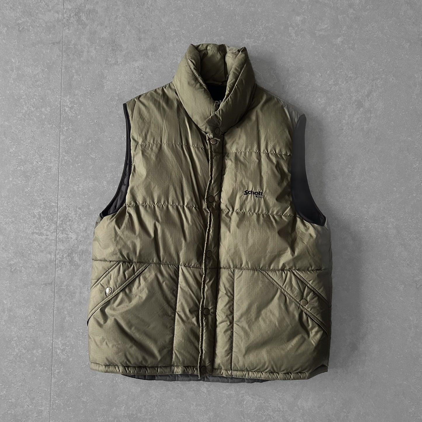 Schott NYC Olive Green Puffer Vest