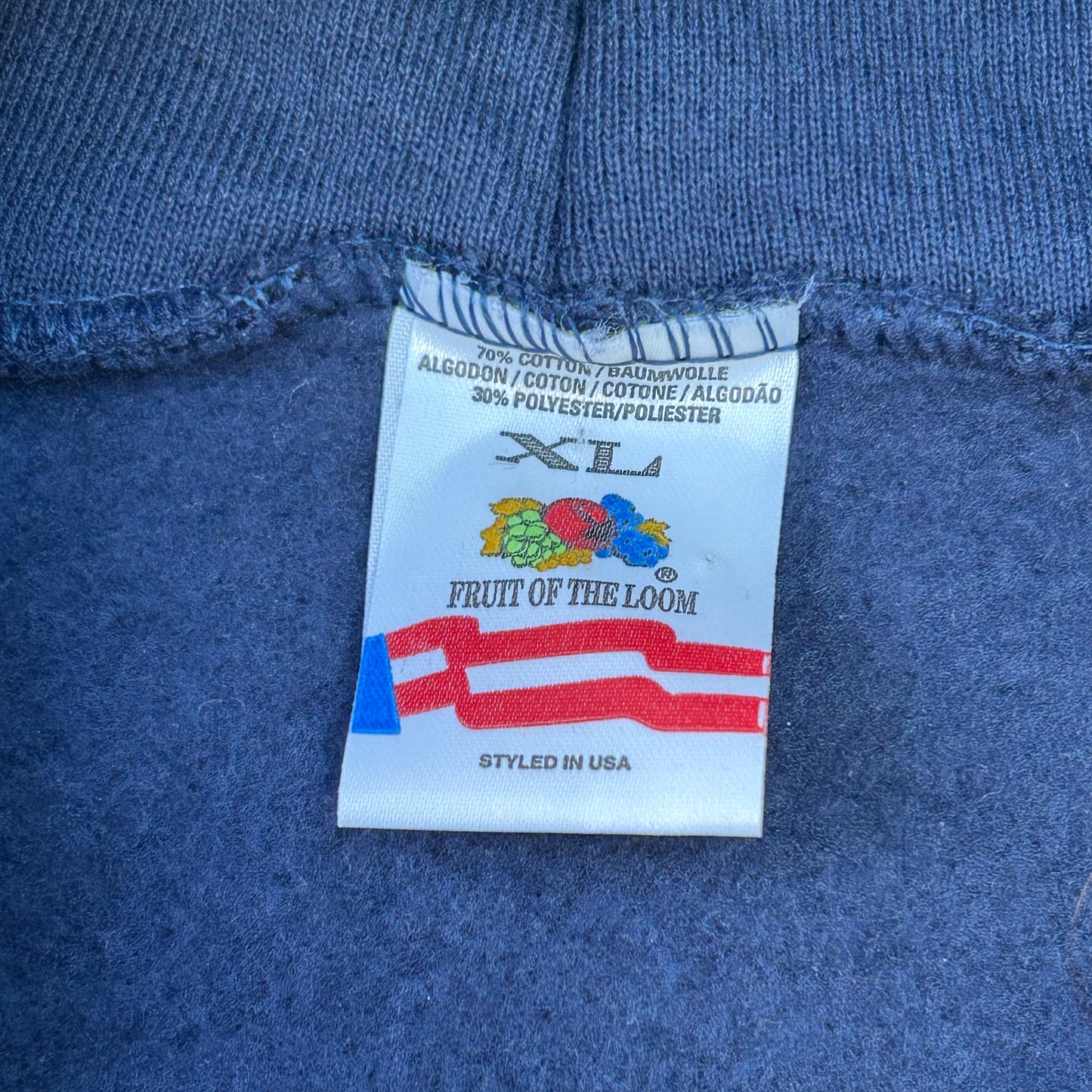 1990s | Fruit Of The Loom Navy Blue Hoodie