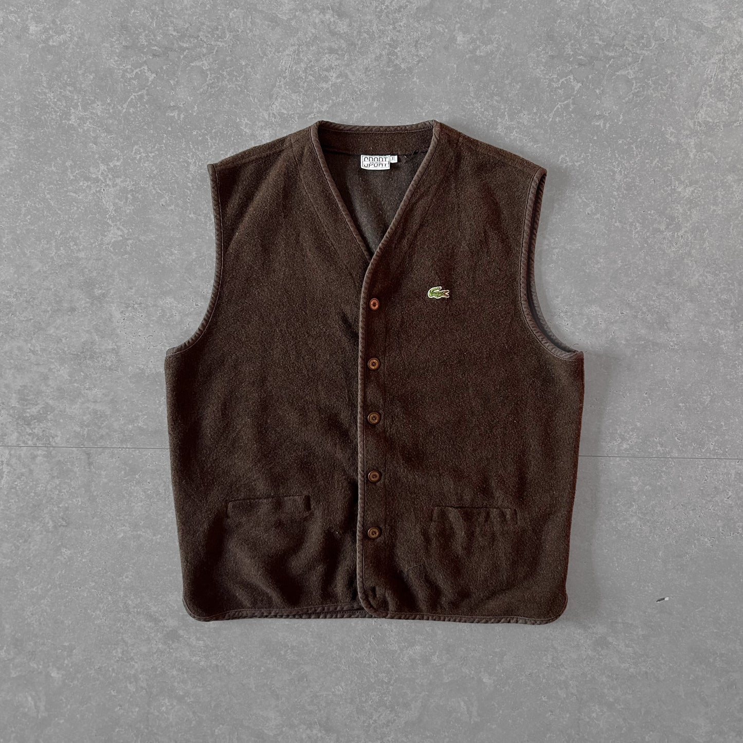 Vintage Lacoste Sport Brown Fleece Vest