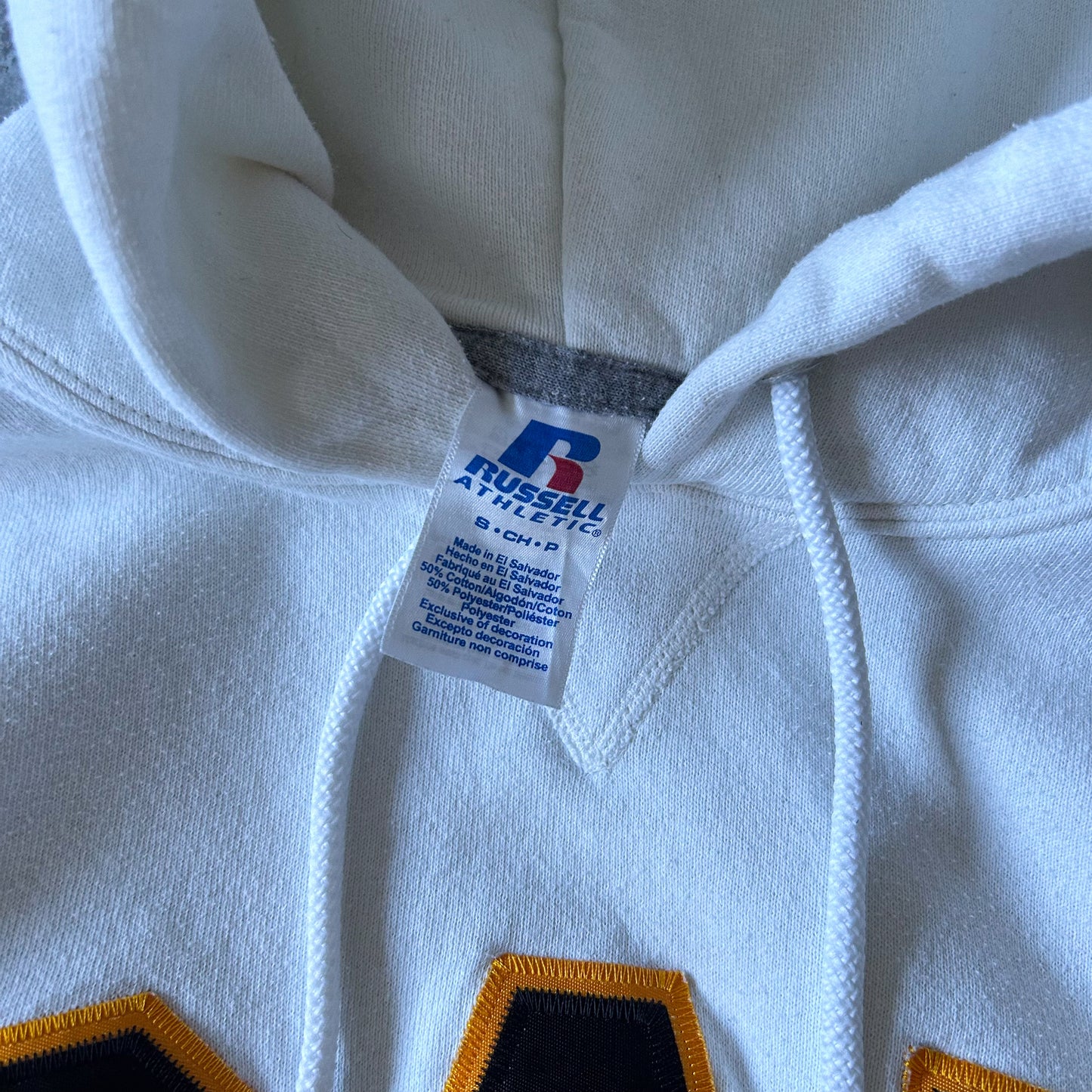 2000s - vintage russell athletic'dalhousie university' boxy embroidered hoodie