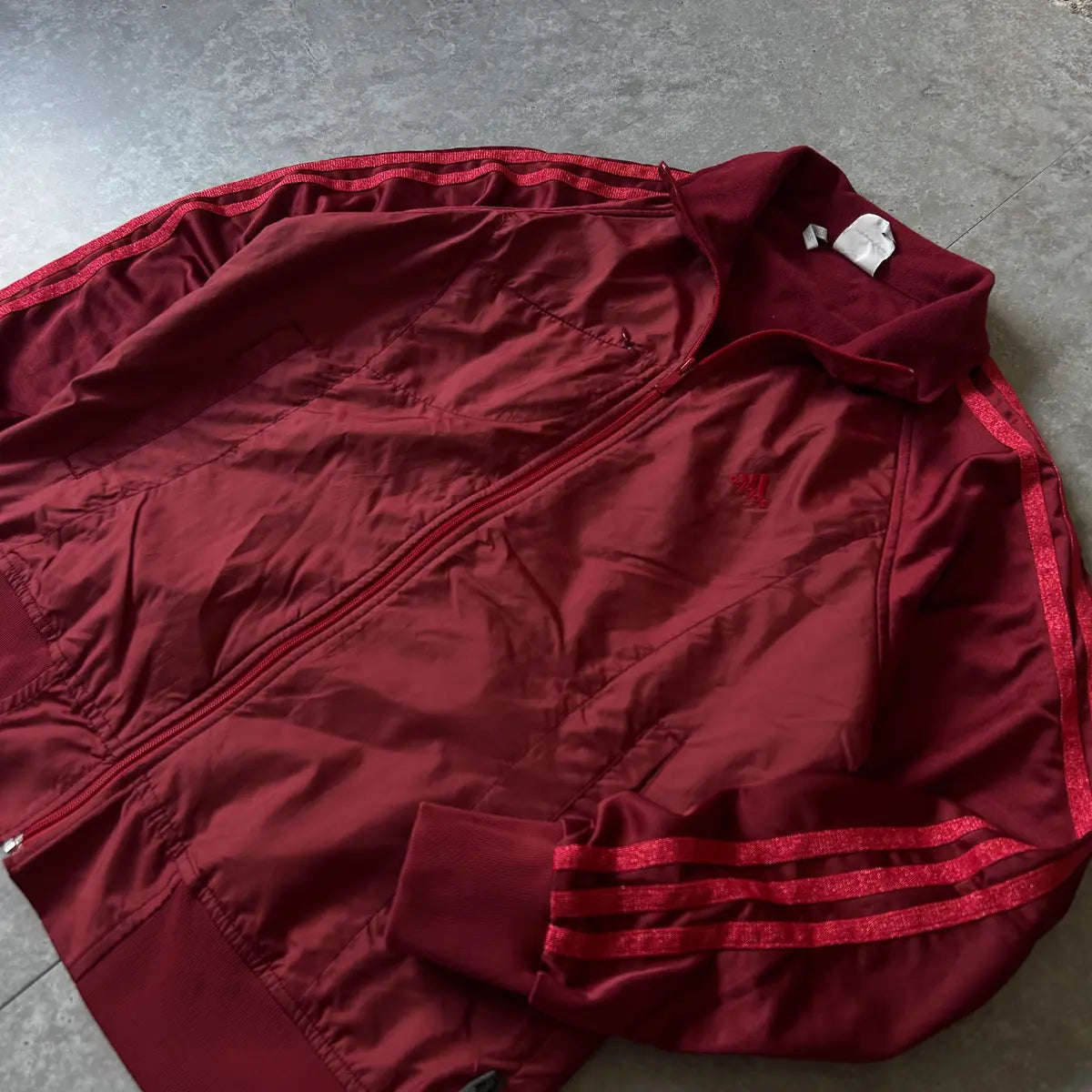 Adidas Climawarm Burgundy 3-Stripe Full-Zip Track Jacket