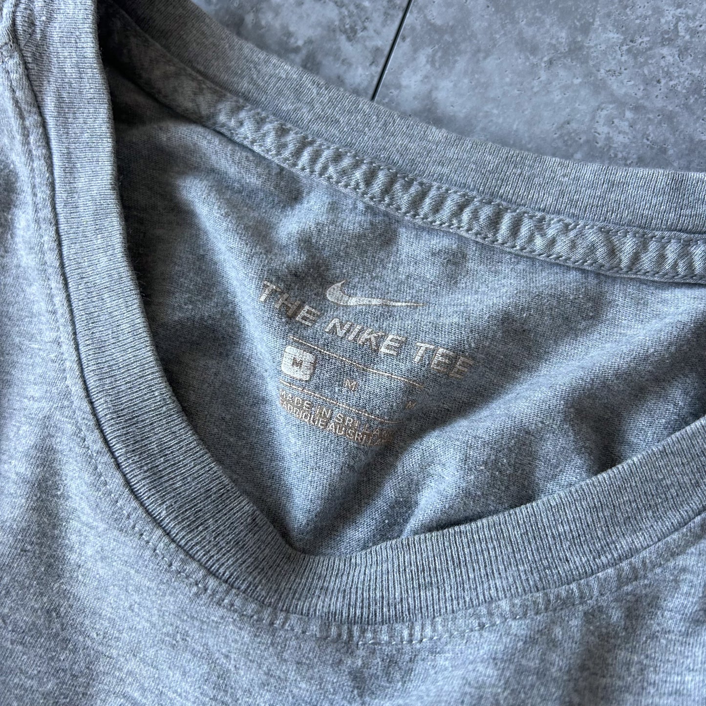 Nike Grey Heathered Tee with Red Swoosh Logo