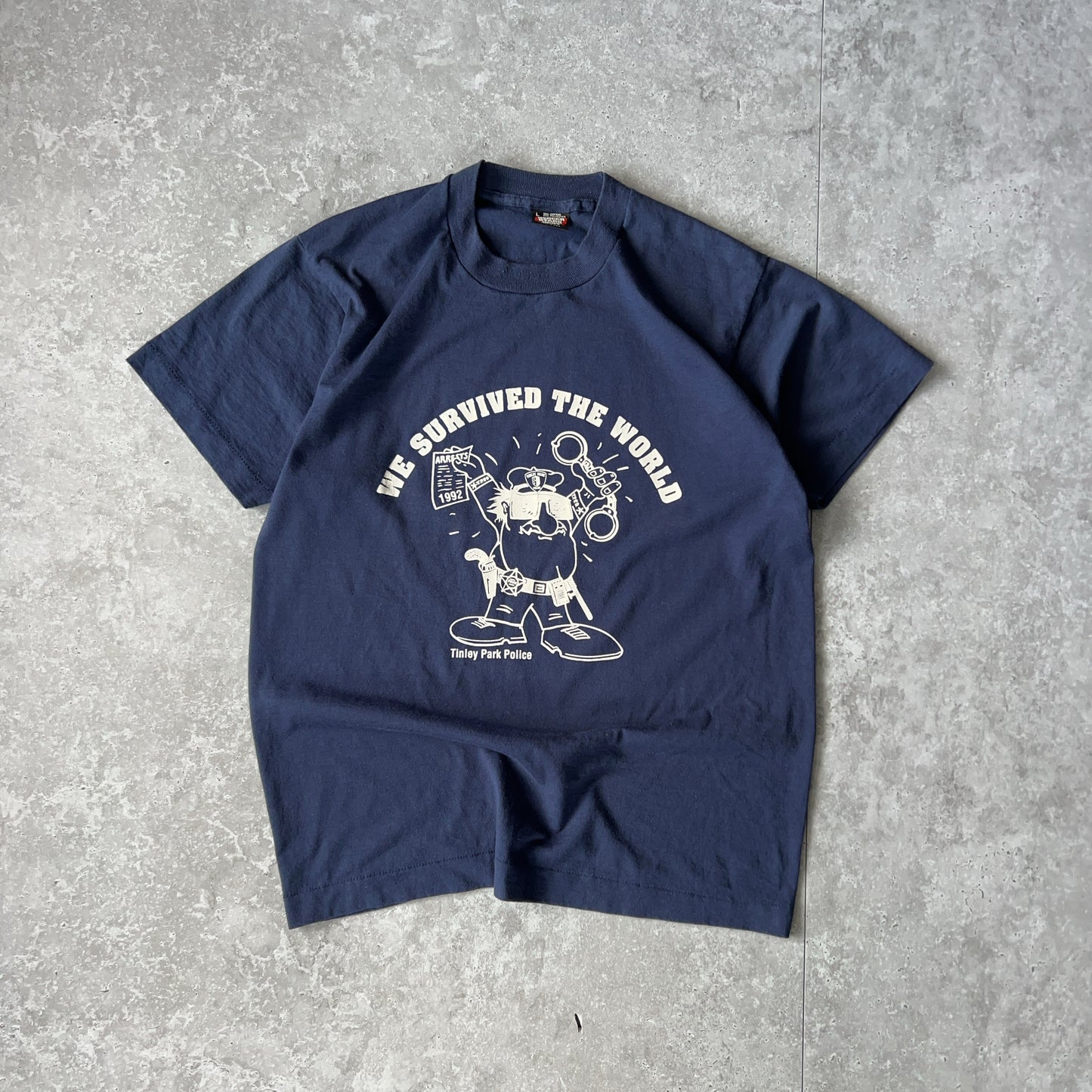 Vintage Men's Single Stitch Screen Stars Best Tinley Park Police World Music Theatre 1992 Arrests Tee