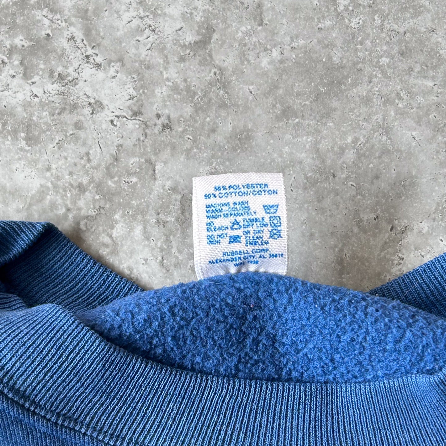 1990s - vintage russell athletic blue blank sweatshirt