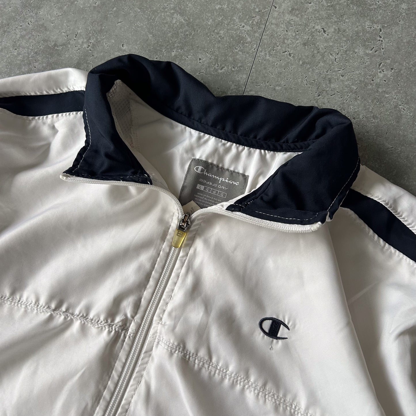 Champion White Navy Track Jacket