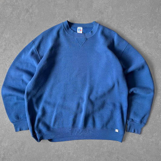 1990s - vintage russell athletic blue blank sweatshirt